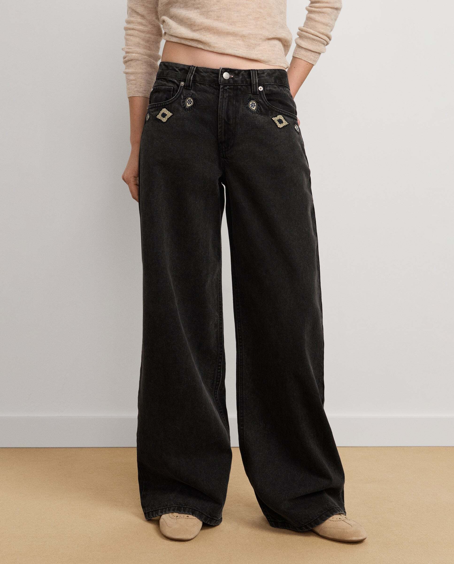 Vaquero de mujer fit wide tiro medio - Pepe Jeans - Negro Negro-2