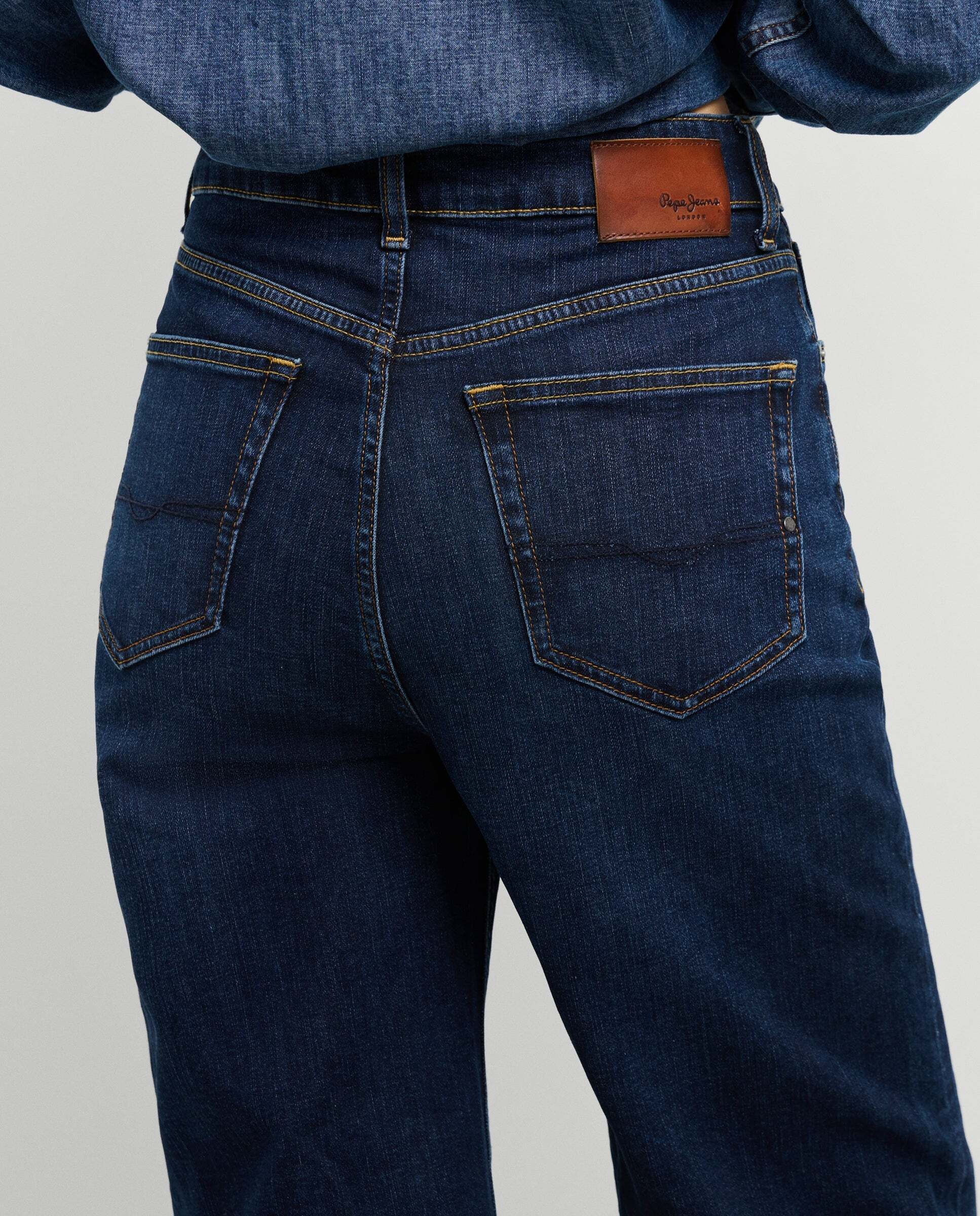 Vaquero de mujer fit recto y tiro alto - Pepe Jeans - lexa - Azul oscuro Azul oscuro-4