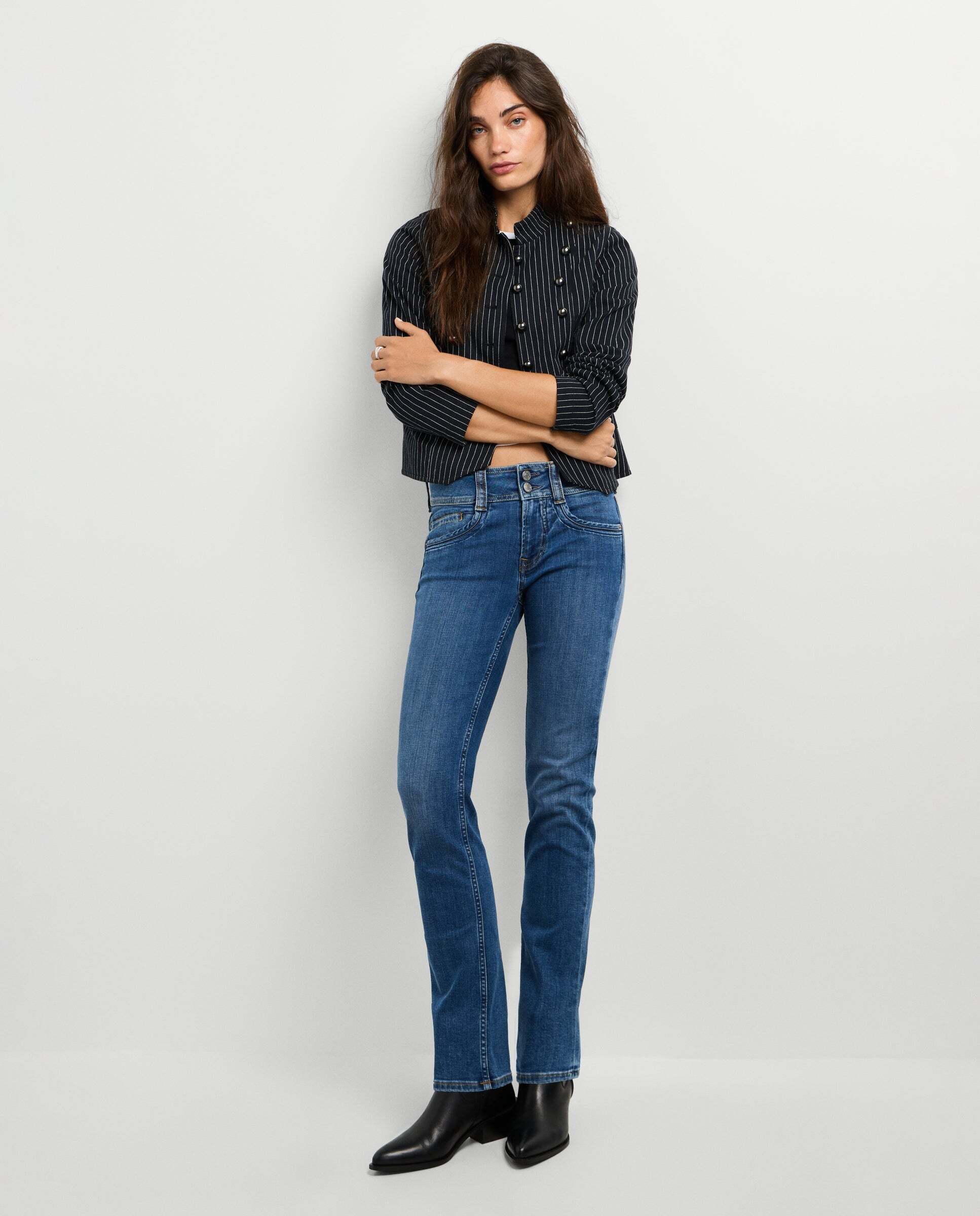 Vaquero de mujer fit slim tiro medio - Pepe Jeans - Azul denim Azul denim-1