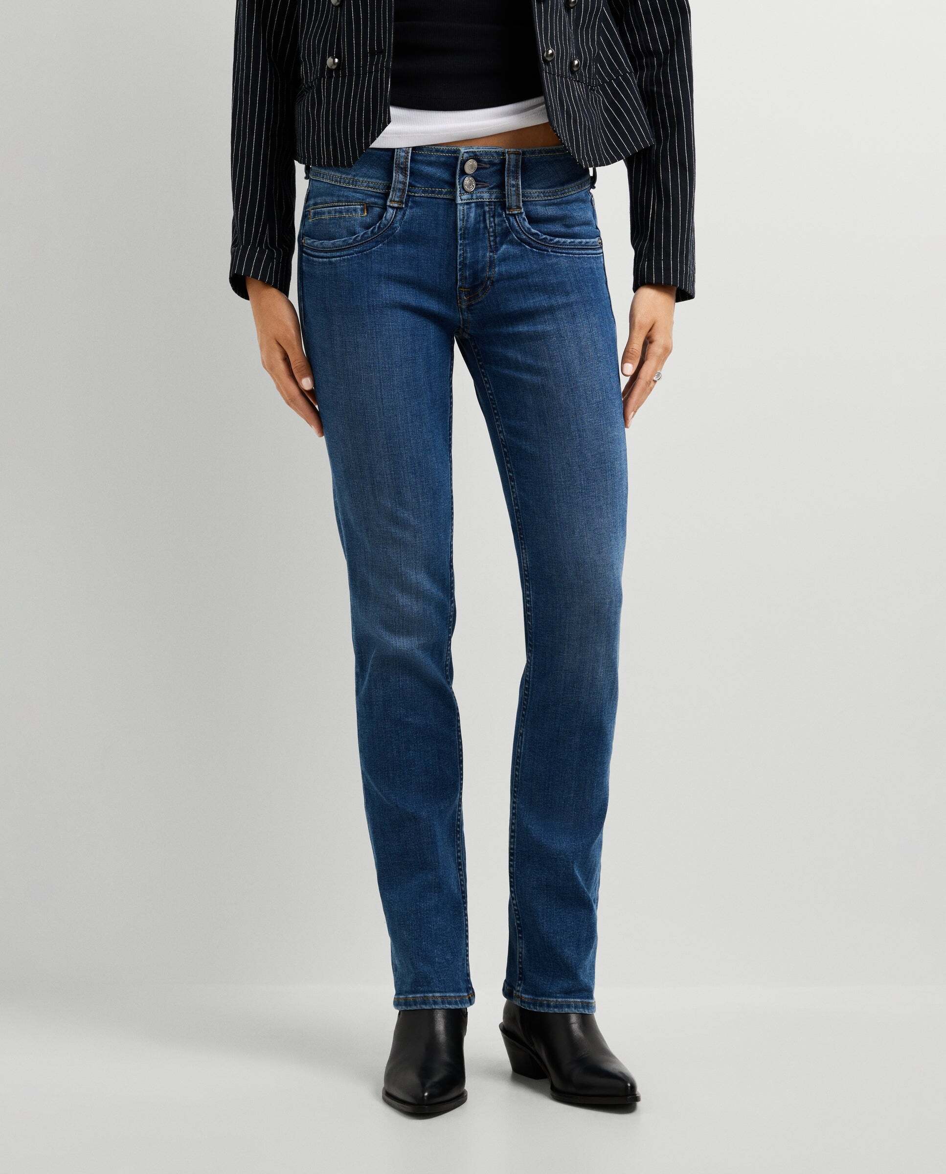 Vaquero de mujer fit slim tiro medio - Pepe Jeans - Azul denim Azul denim-2