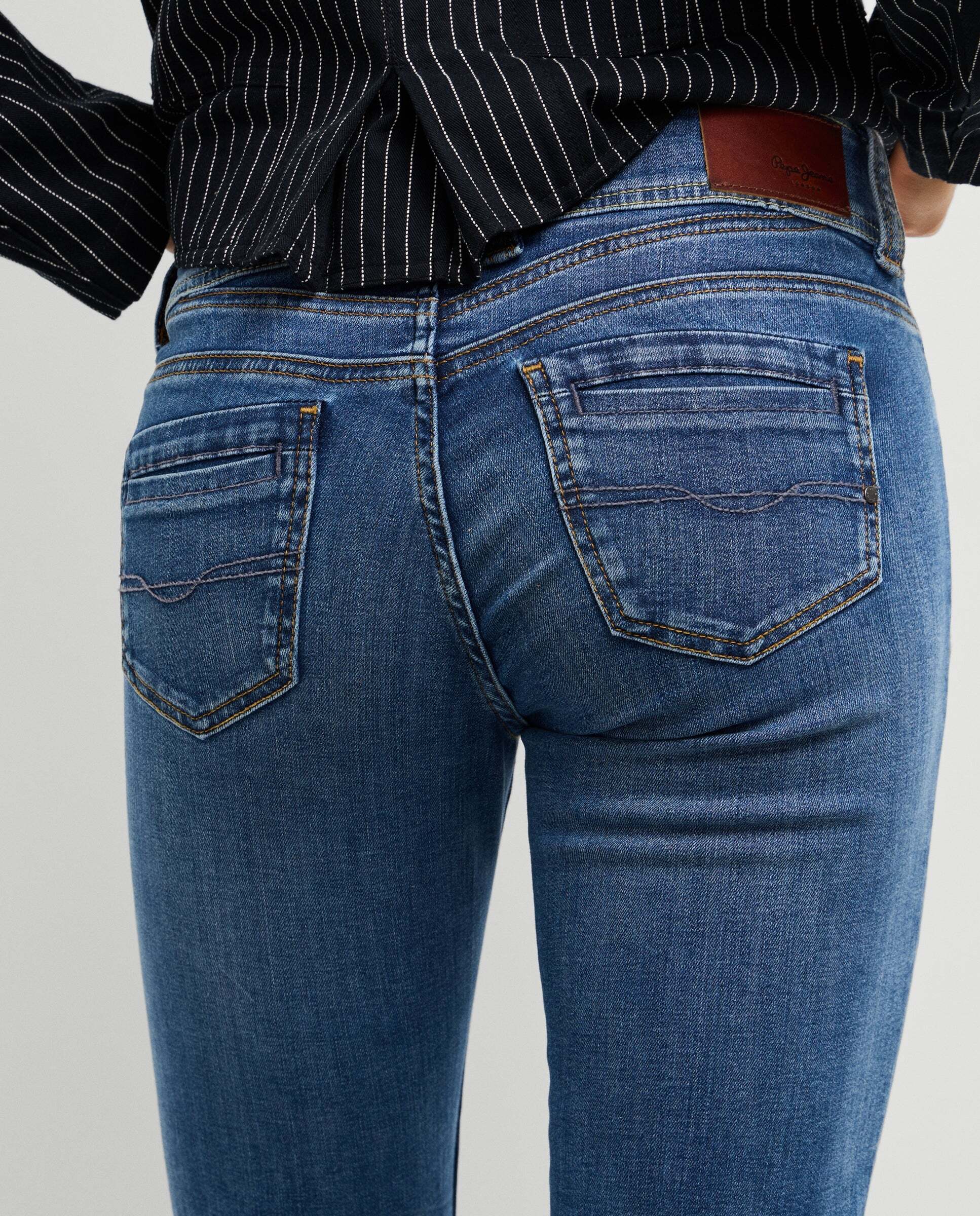 Vaquero de mujer fit slim tiro medio - Pepe Jeans - Azul denim Azul denim-4