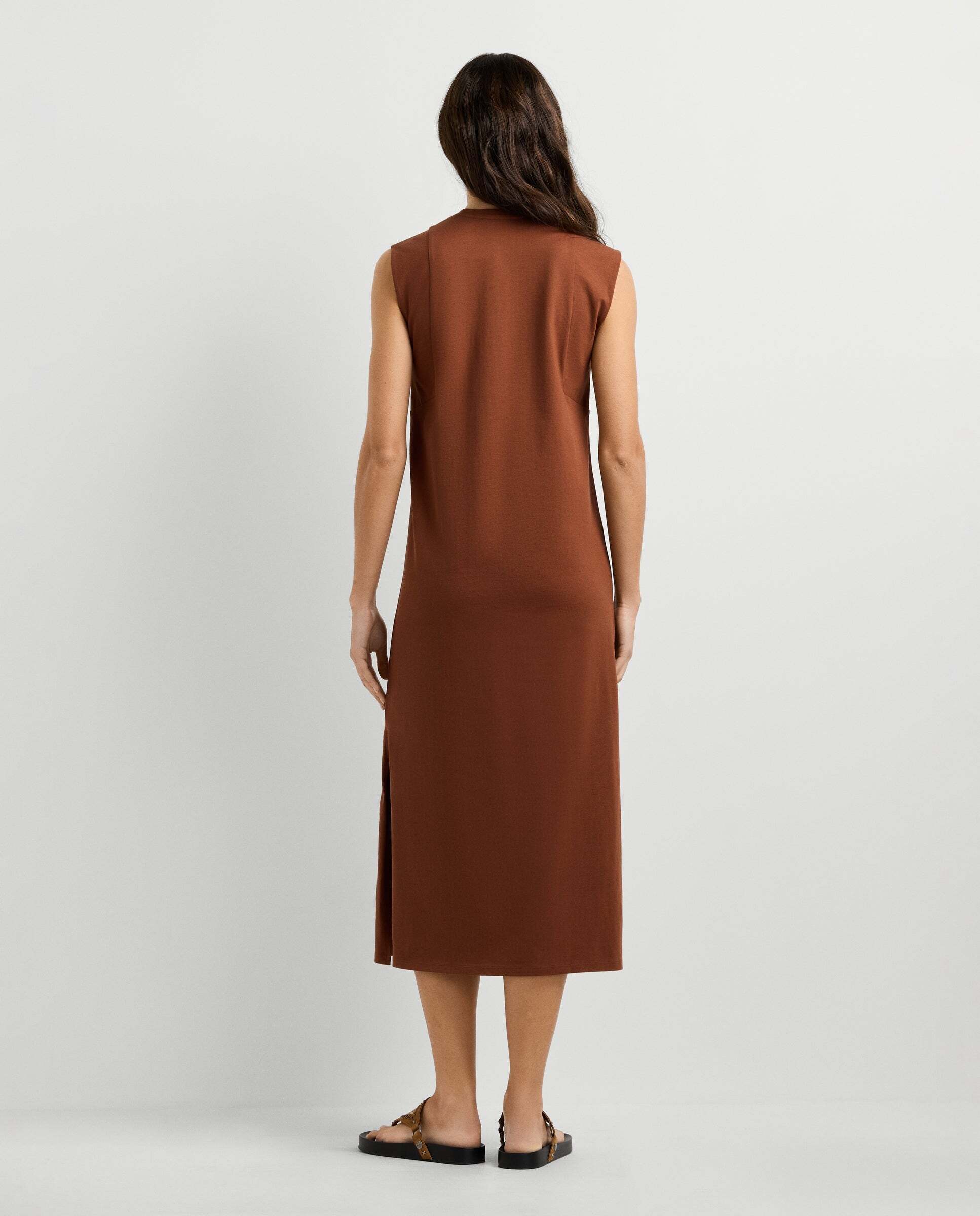 Vestido largo de mujer cuello redondo - Pepe Jeans - Marrón Marrón-3