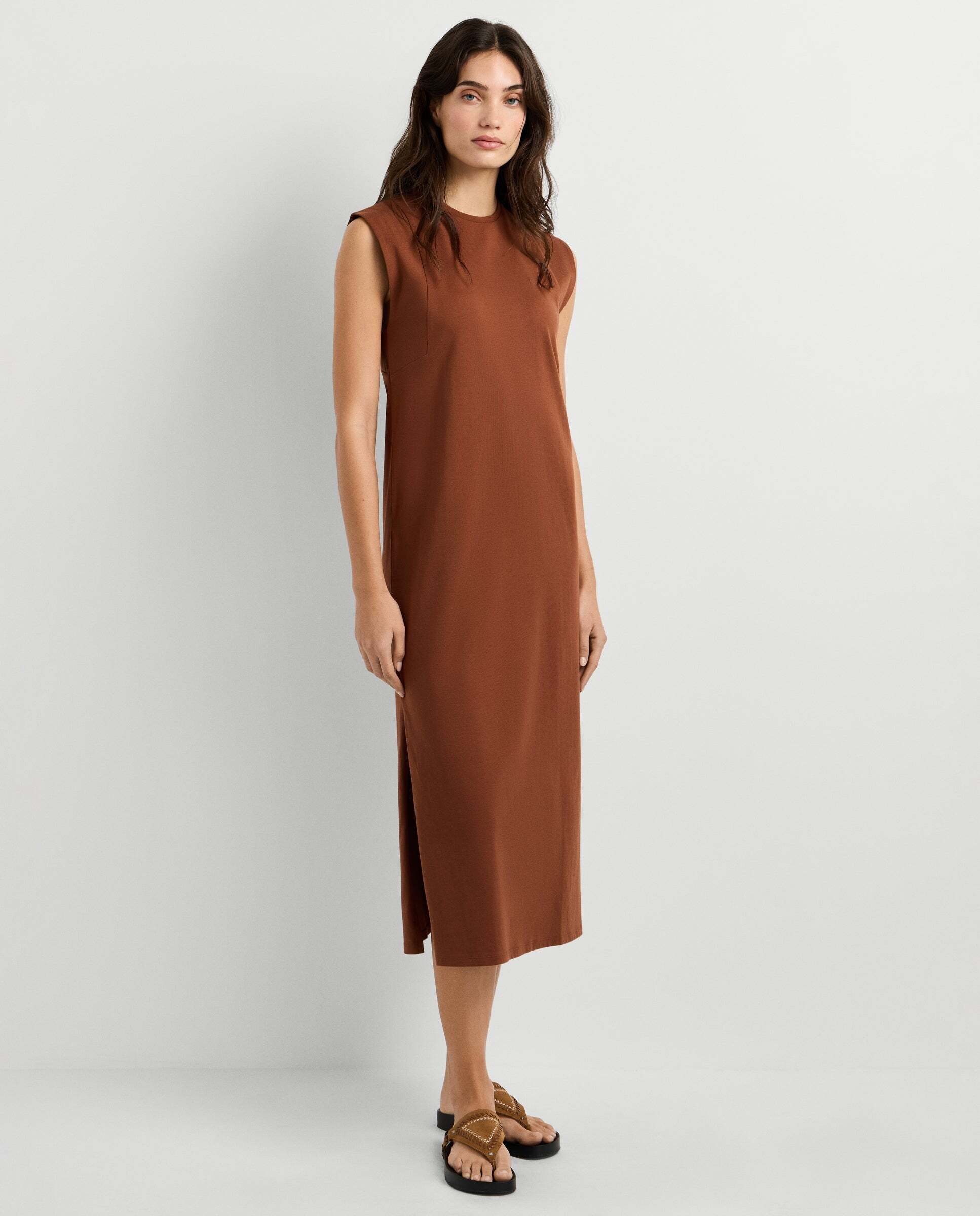 Vestido largo de mujer cuello redondo - Pepe Jeans - Marrón Marrón-6
