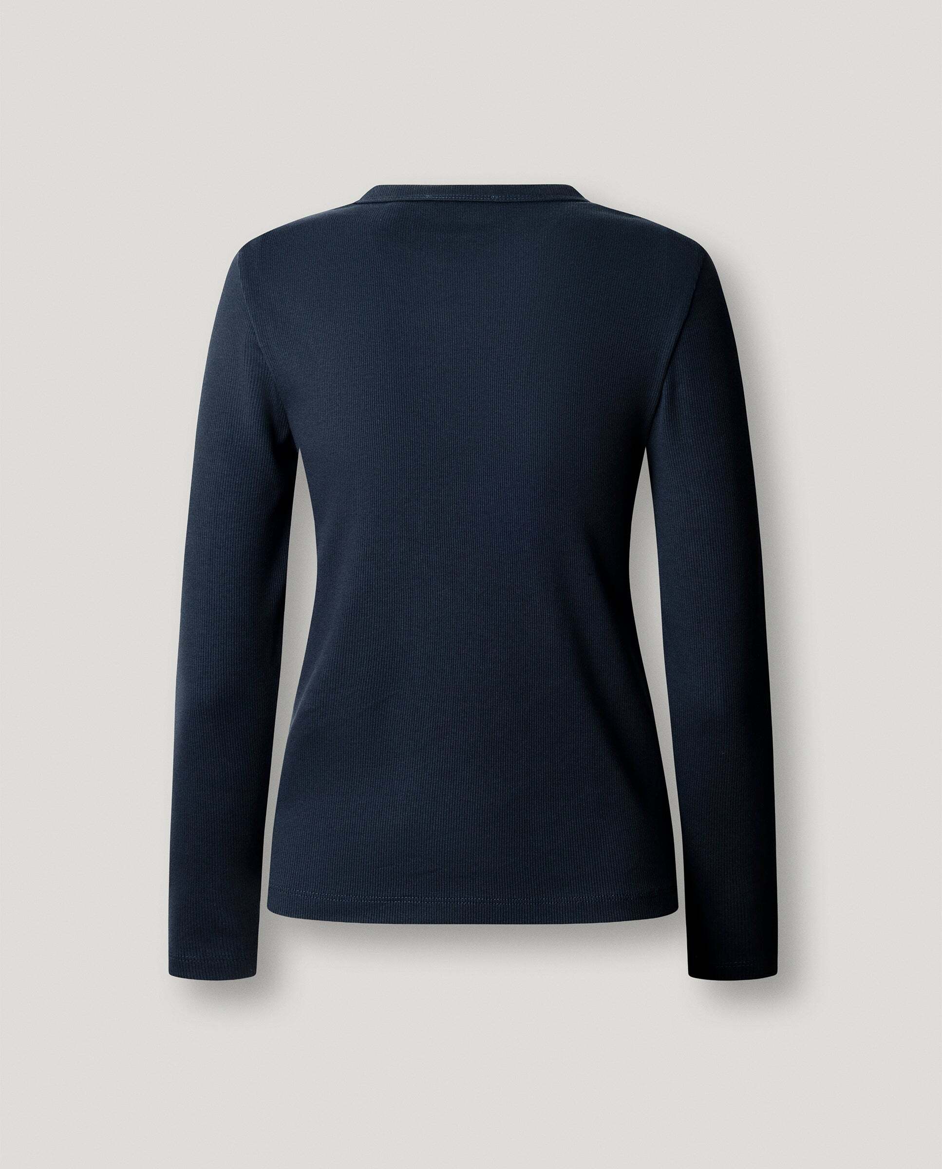 Camiseta canalé manga larga logo bordado - Pepe Jeans - Azul Azul-5
