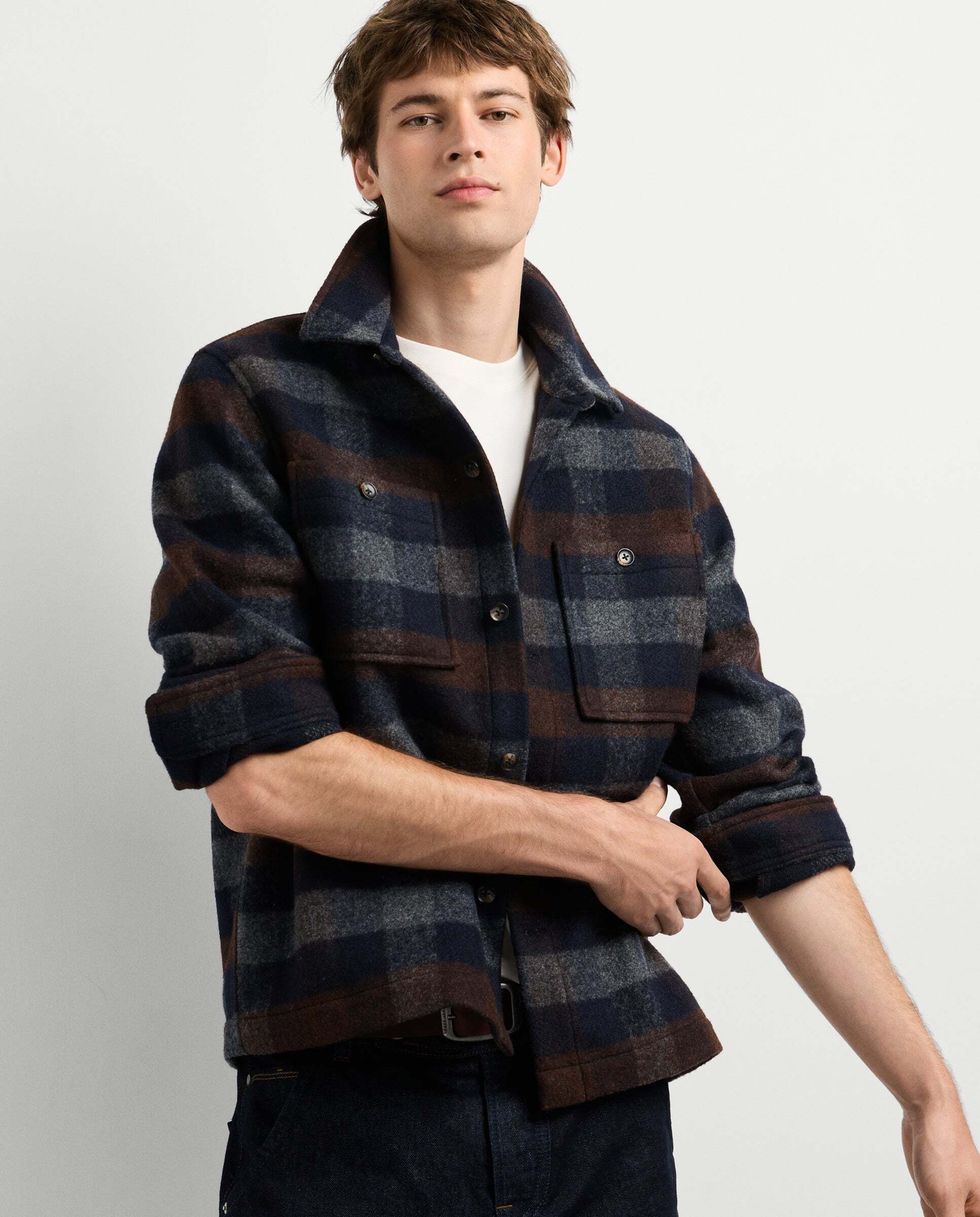 Sobrecamisa de hombre cuadros fit regular con lana - Pepe Jeans - Azul Azul-1