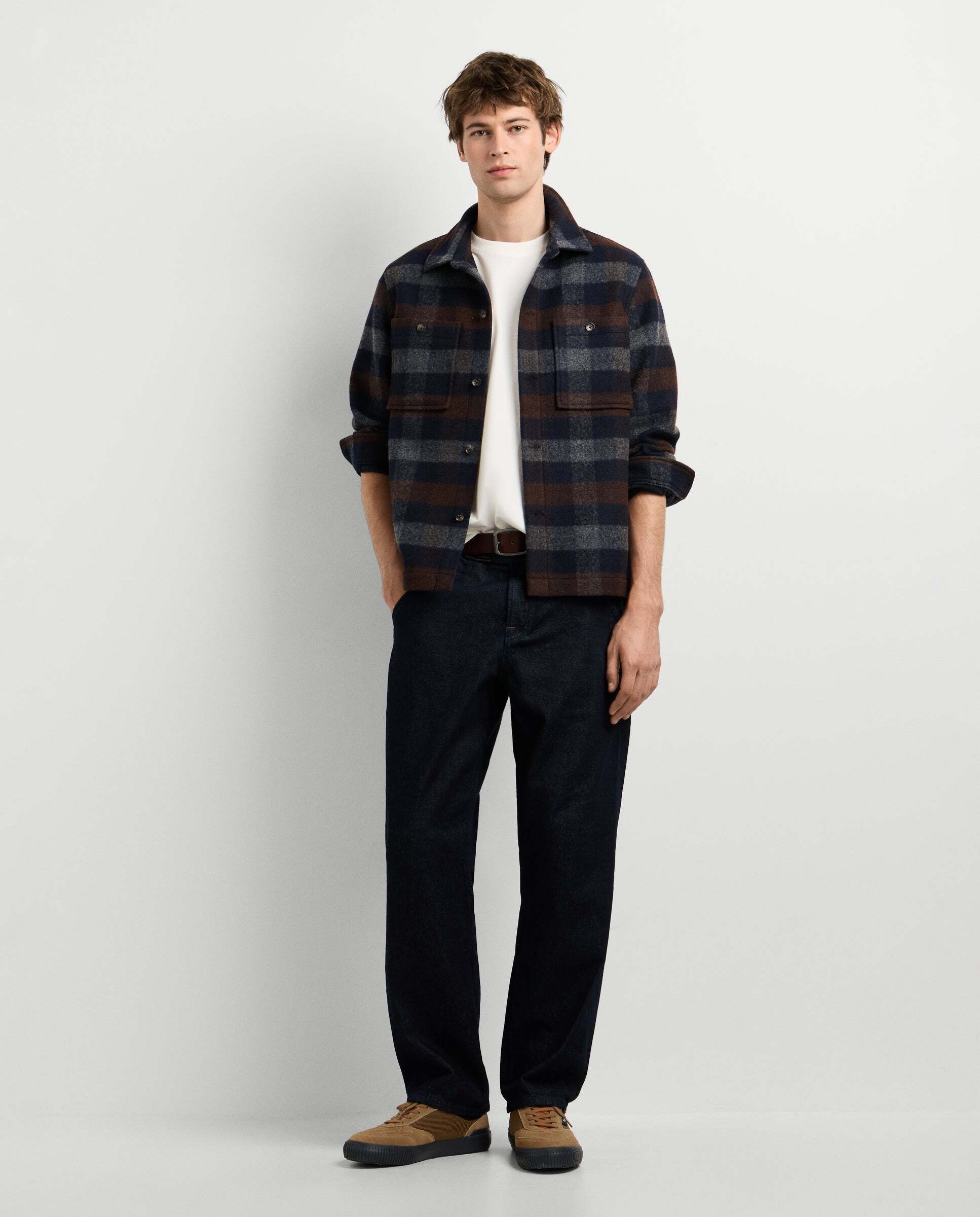 Sobrecamisa de hombre cuadros fit regular con lana - Pepe Jeans - Azul Azul-2