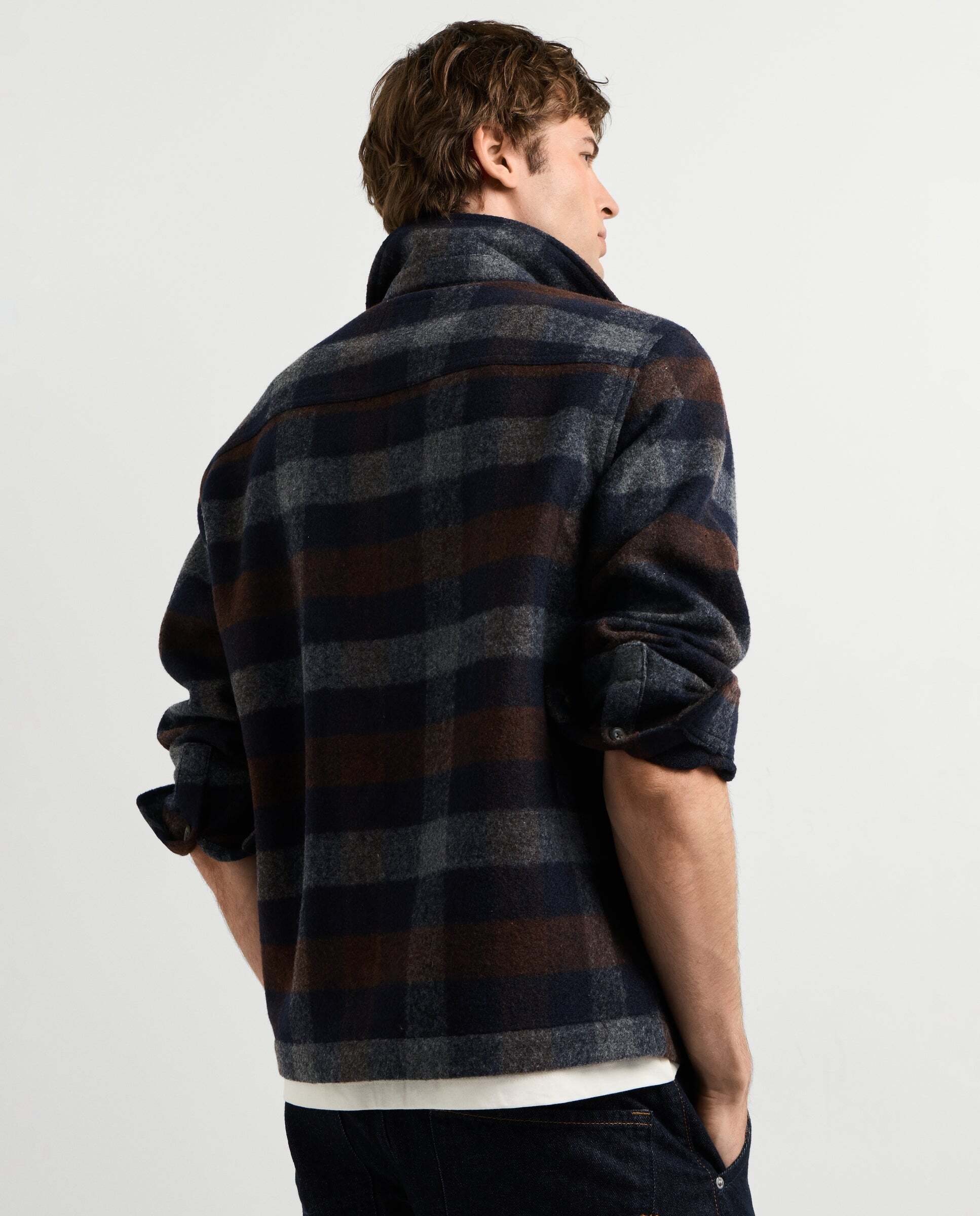 Sobrecamisa de hombre cuadros fit regular con lana - Pepe Jeans - Azul Azul-3