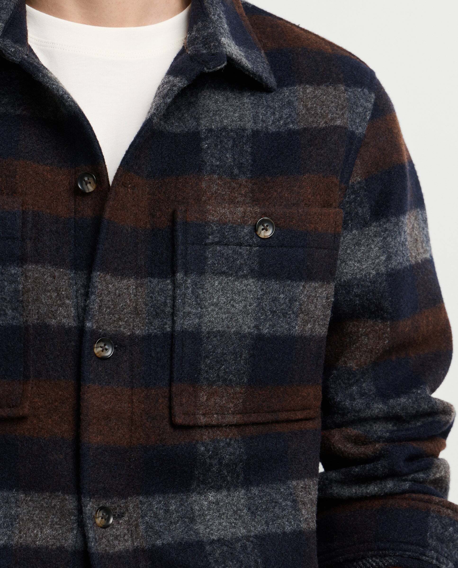 Sobrecamisa de hombre cuadros fit regular con lana - Pepe Jeans - Azul Azul-4