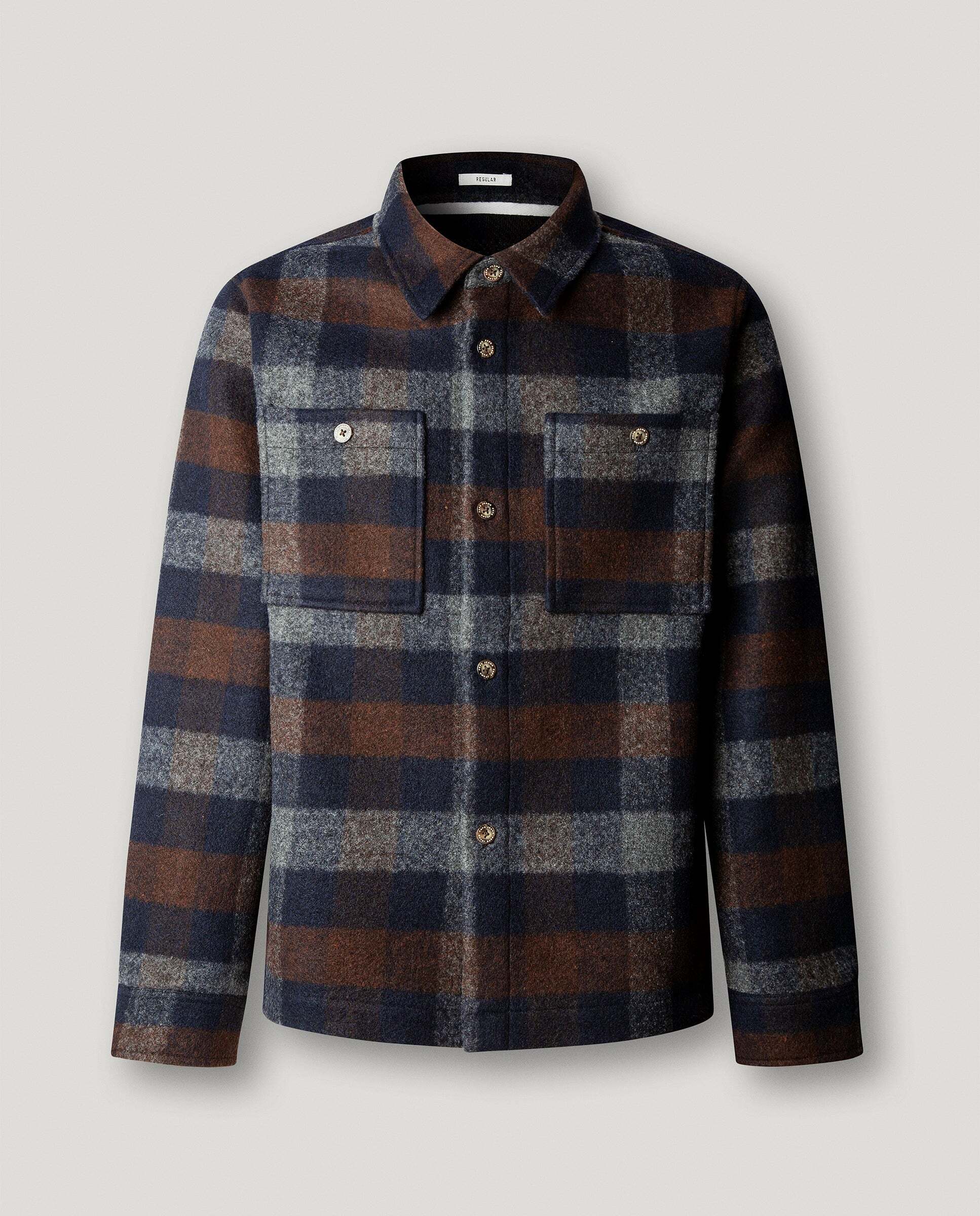 Sobrecamisa de hombre cuadros fit regular con lana - Pepe Jeans - Azul Azul-6