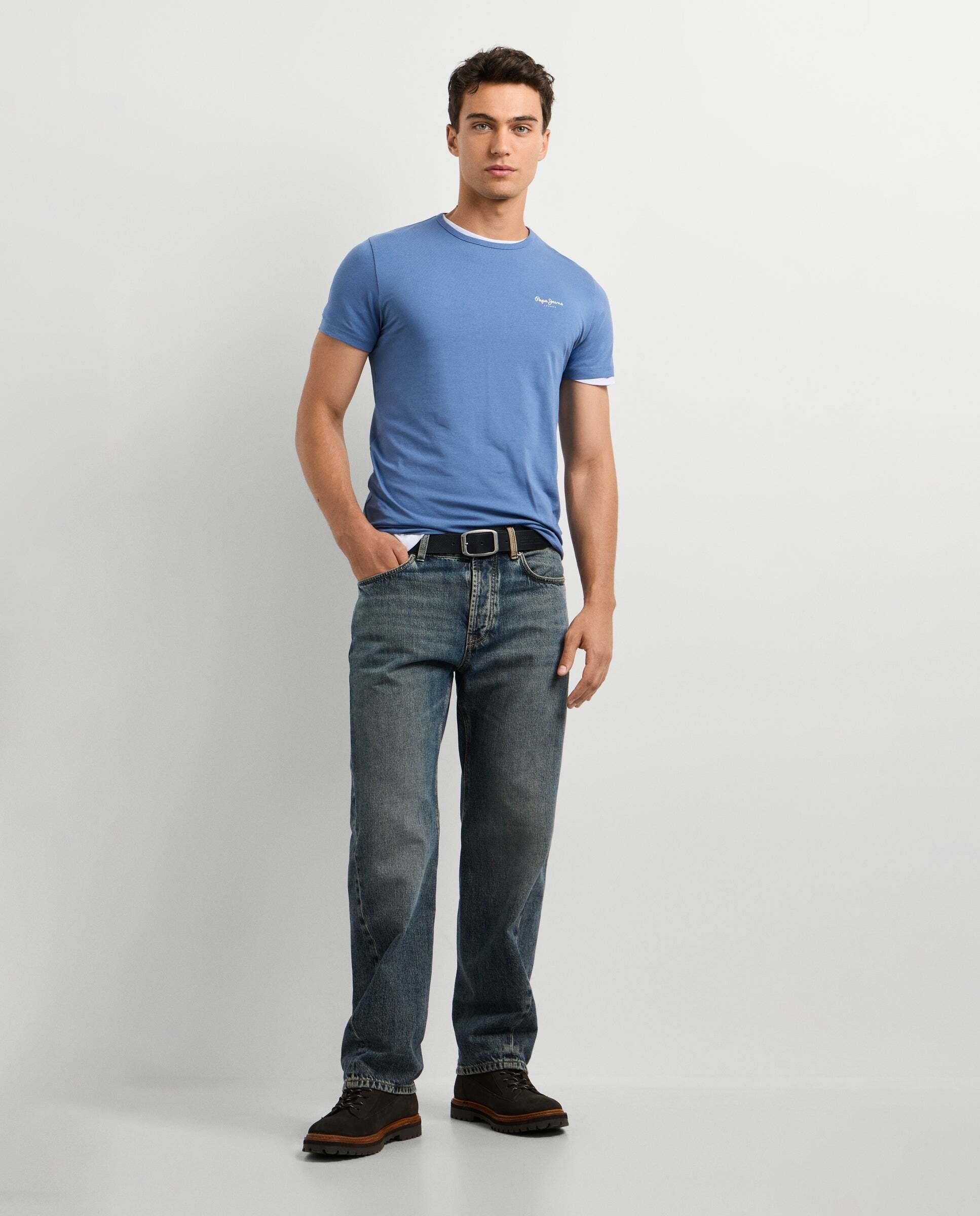 Camiseta de hombre logo estampado fit slim - Pepe Jeans - Azul Océano Azul Océano-2
