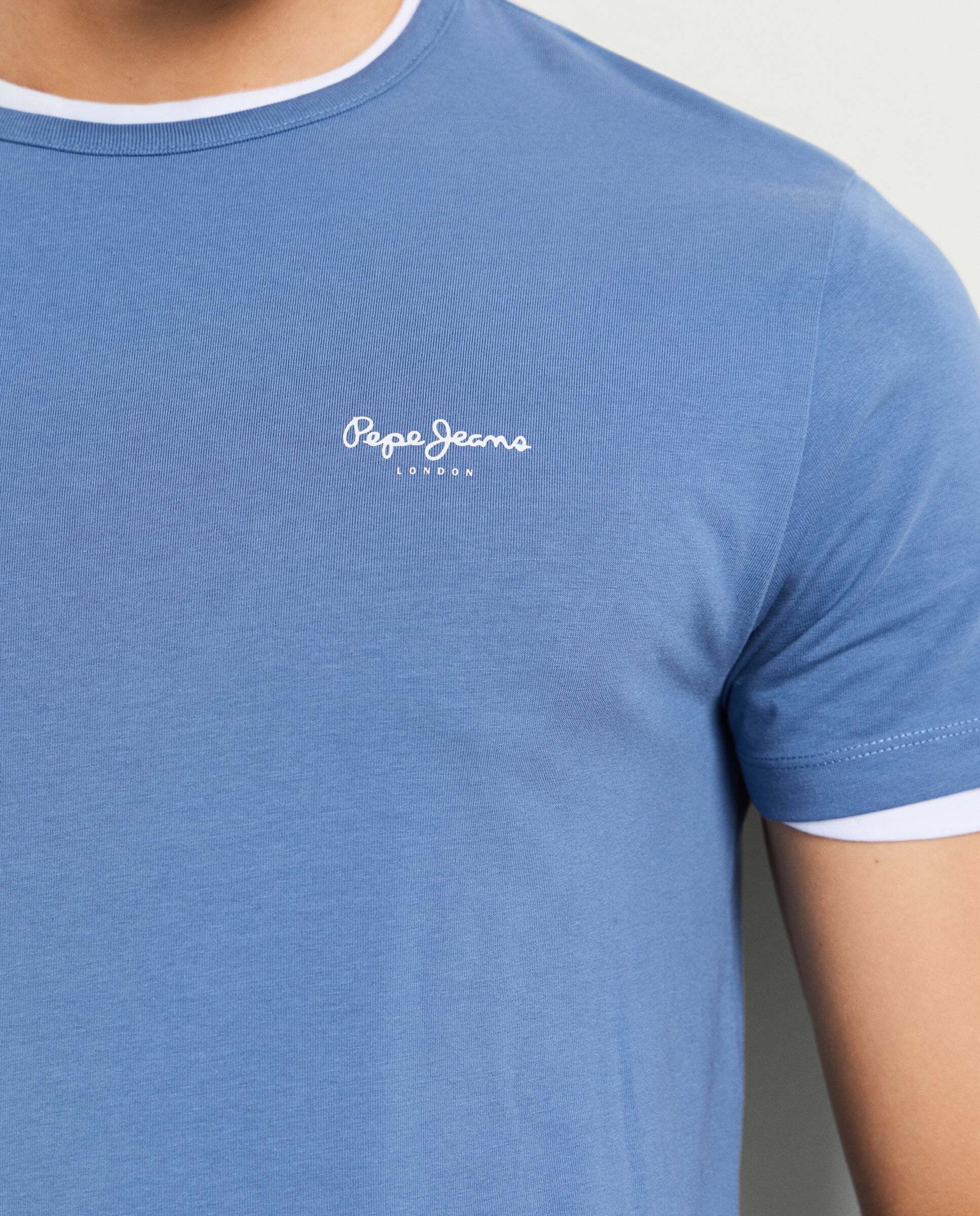 Camiseta de hombre logo estampado fit slim - Pepe Jeans - Azul Océano Azul Océano-4