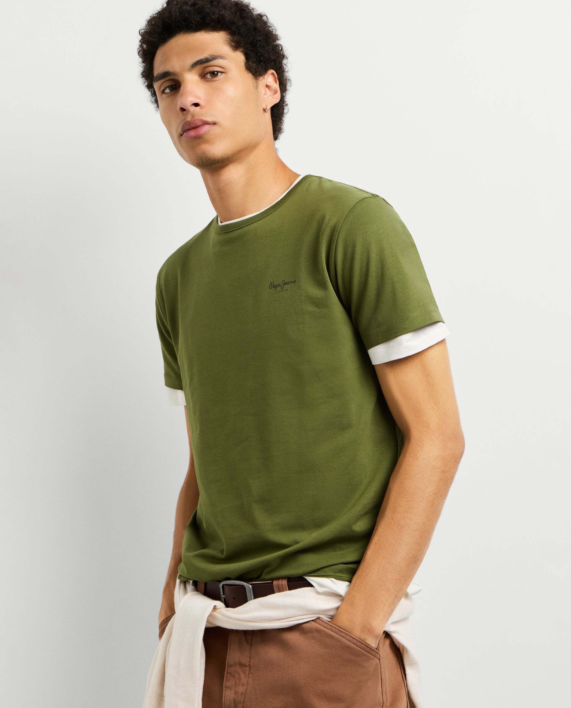 Camiseta de hombre logo estampado fit slim - Pepe Jeans - Verde Verde-1