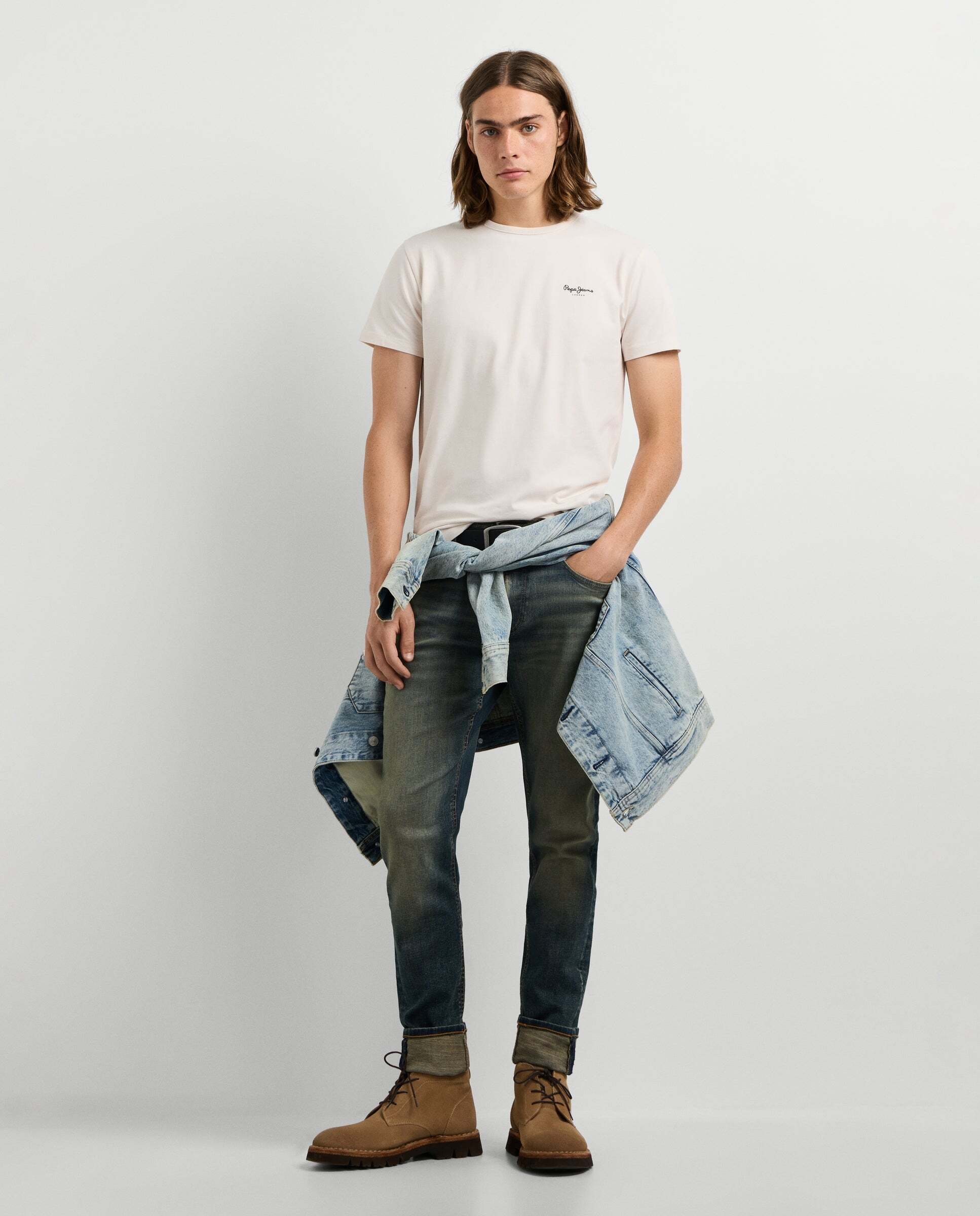 Camiseta de hombre ajustada con logotipo - Pepe Jeans - Blanco Blanco-2