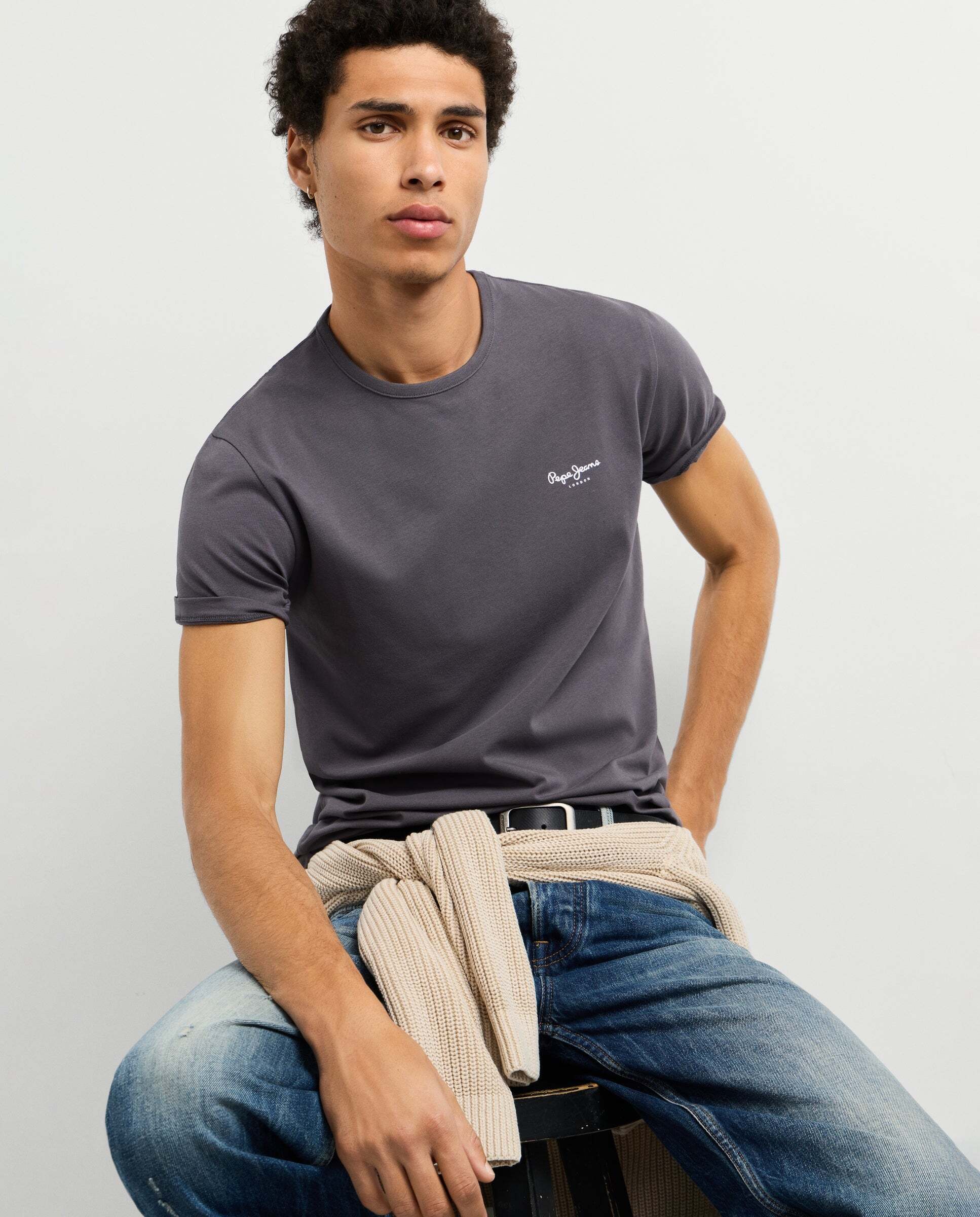 Imagen 1 de Camiseta de hombre logo estampado fit slim - Pepe Jeans - Gris oscuro Gris oscuro