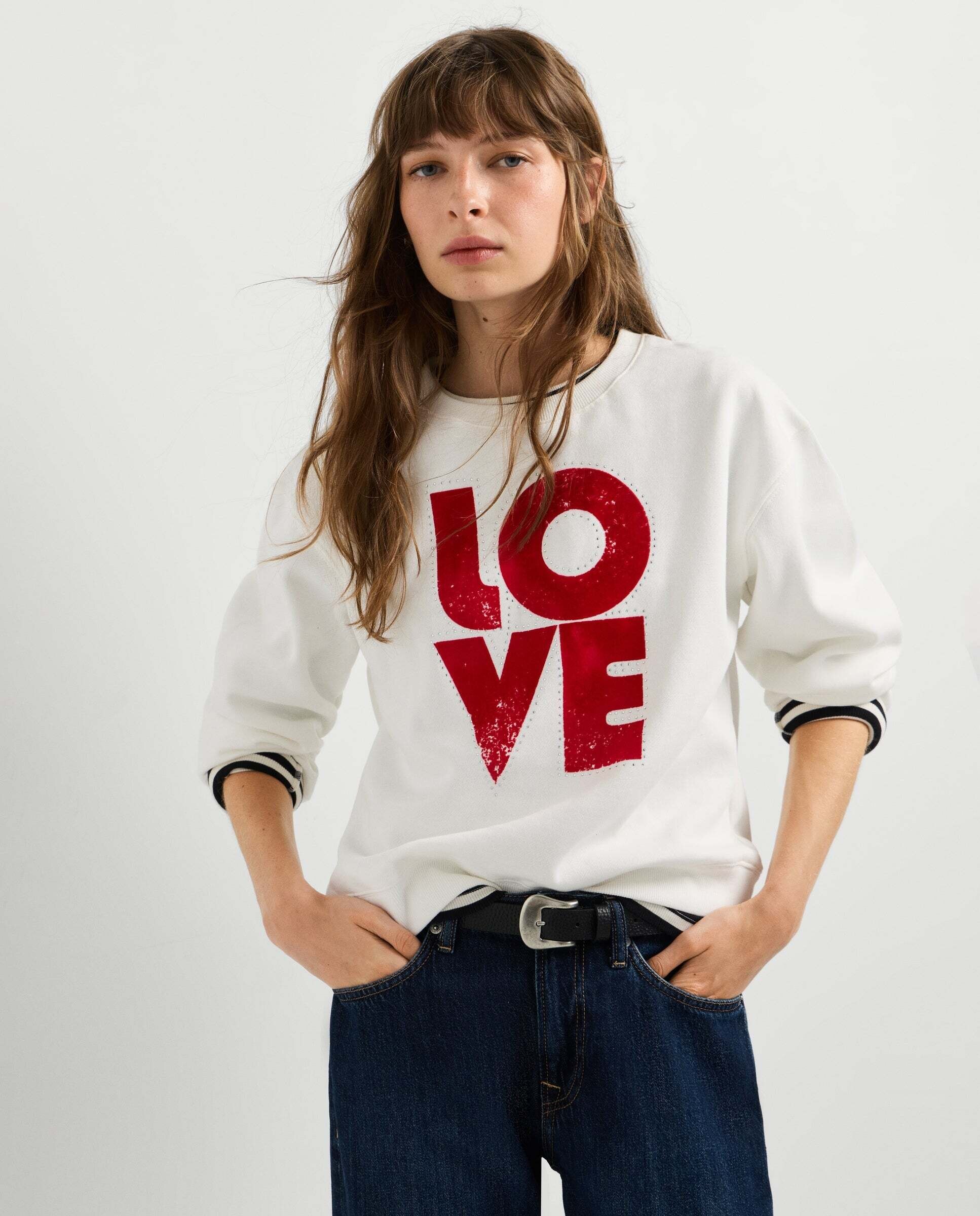 Sudadera de mujer cuello redondo estampada - Pepe Jeans - Blanco Blanco-1