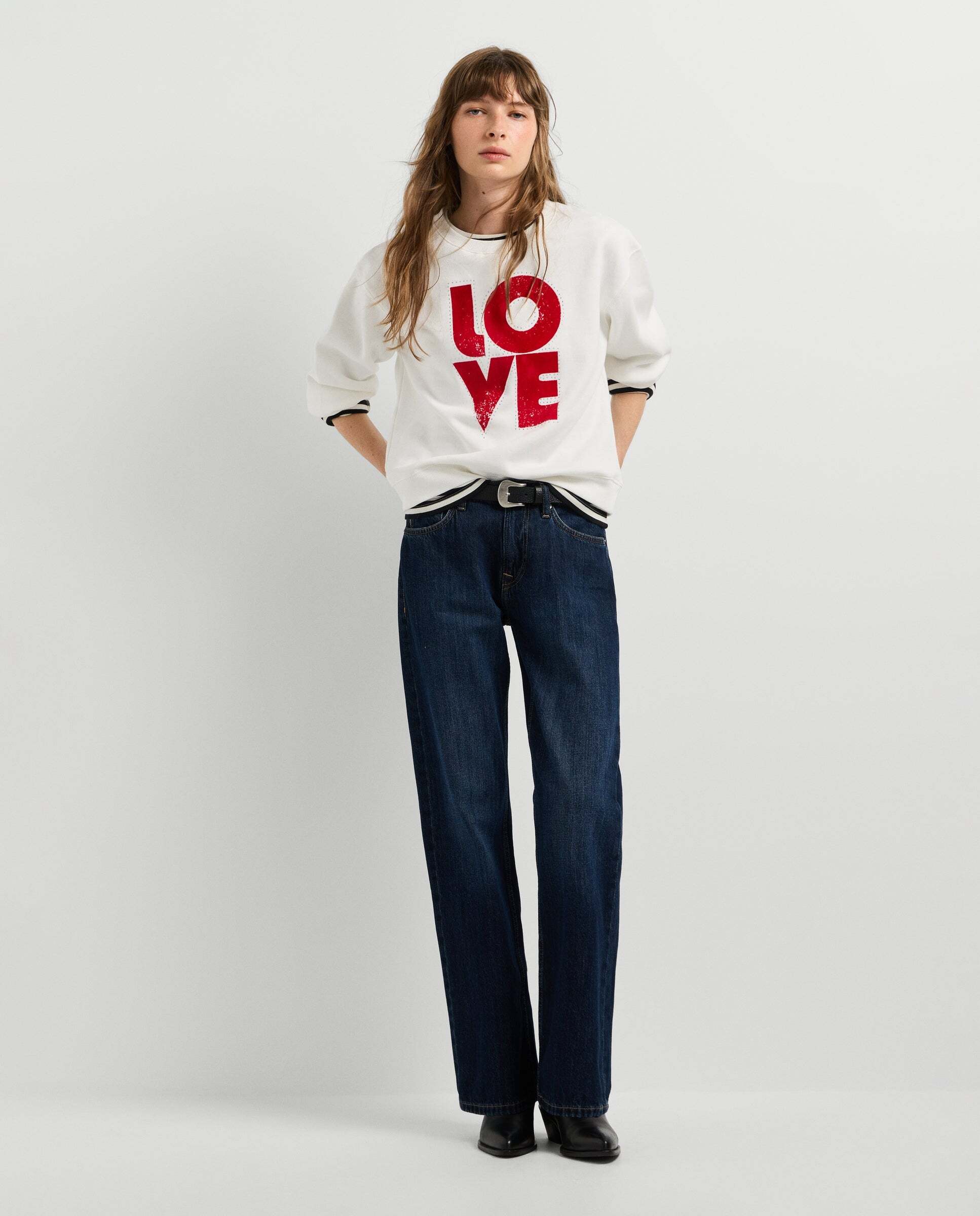 Sudadera de mujer cuello redondo estampada - Pepe Jeans - Blanco Blanco-2
