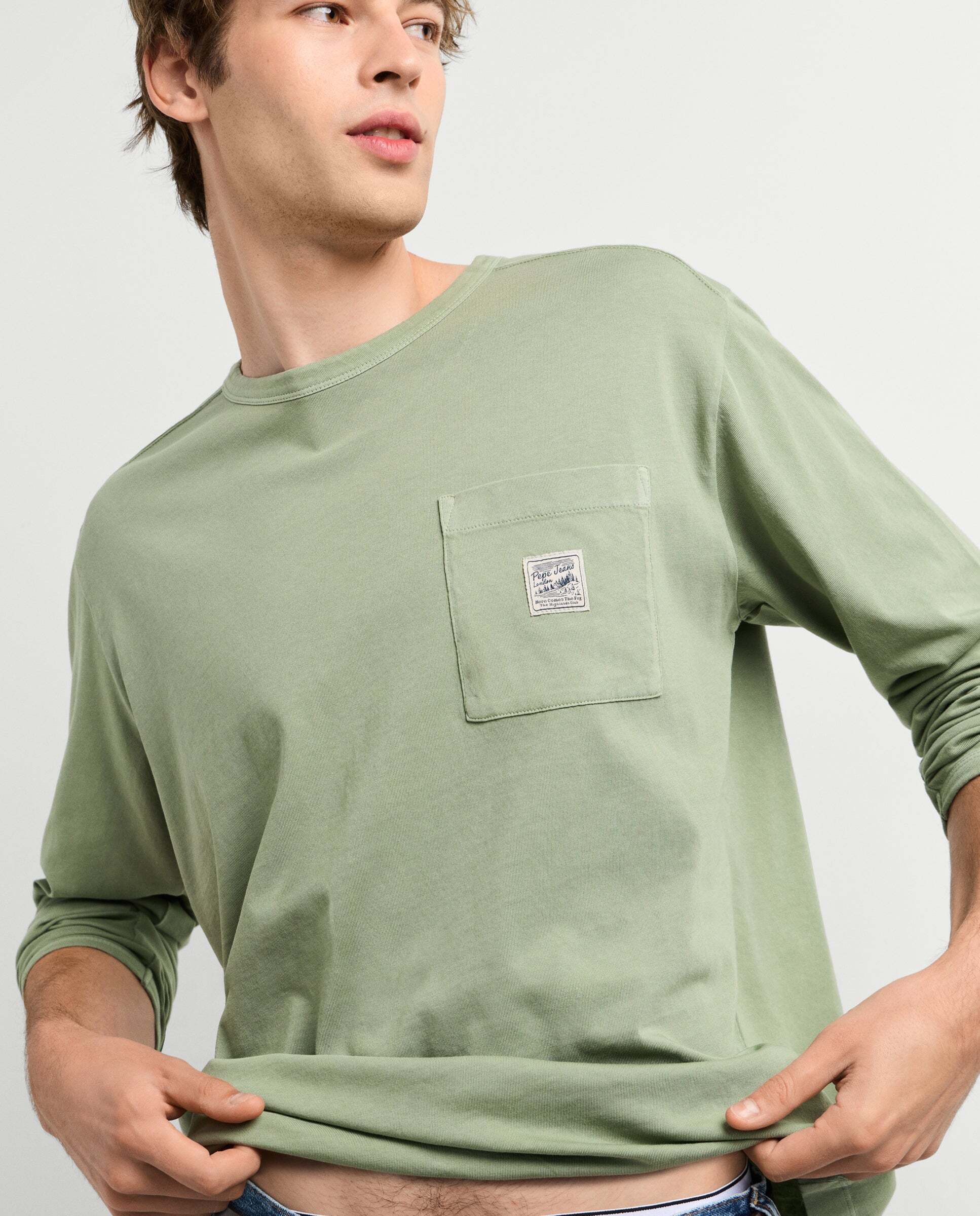 Imagen 1 de Camiseta de hombre manga larga fit regular - Pepe Jeans - Verde militar Verde militar