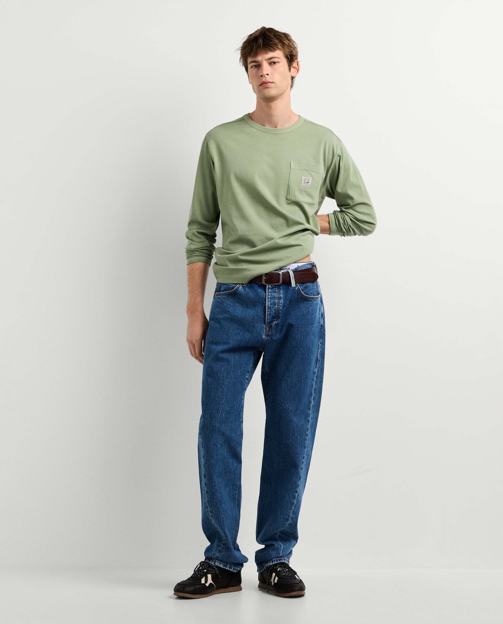 Imagen 2 de Camiseta de hombre manga larga fit regular - Pepe Jeans - Verde militar Verde militar