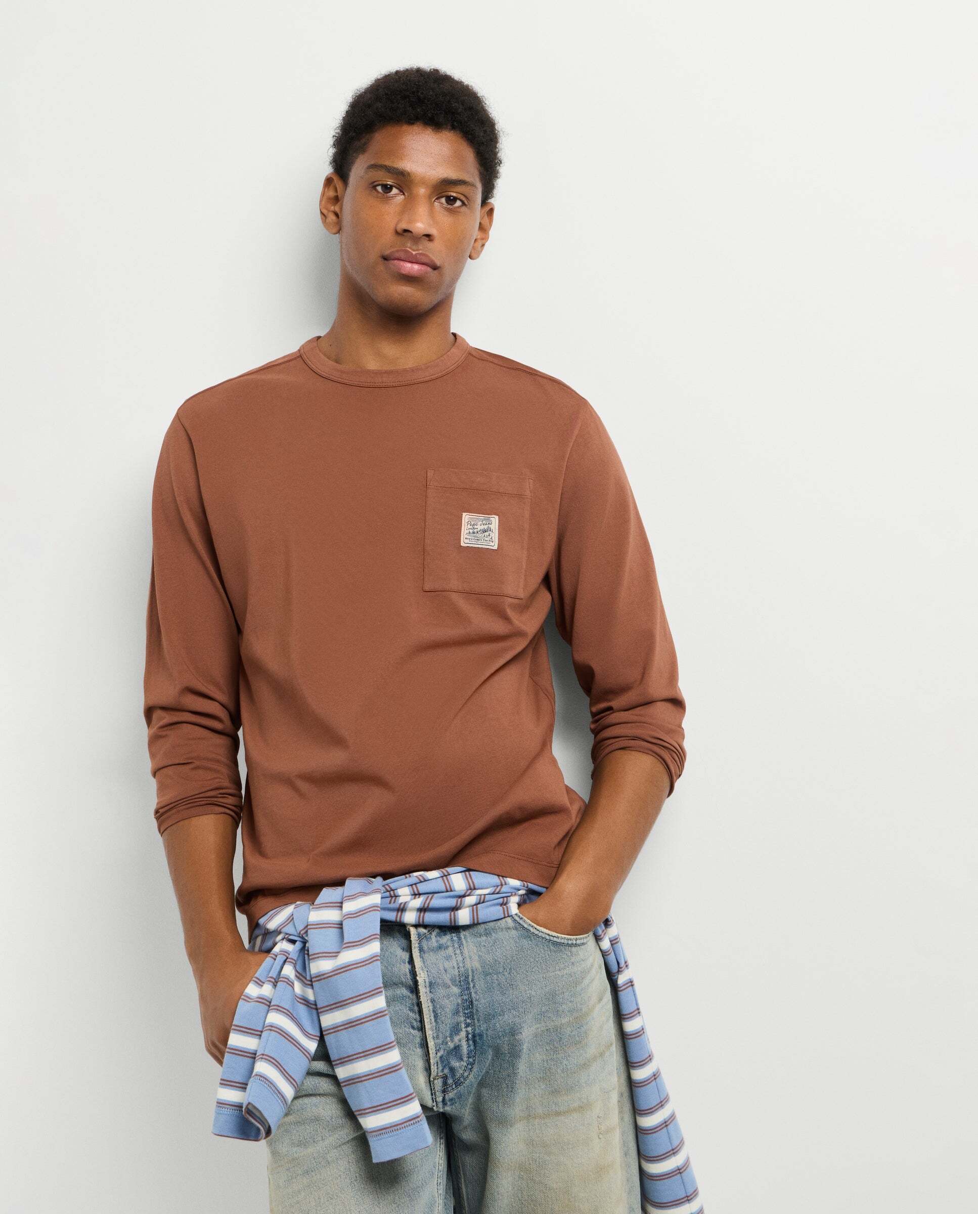 Imagen 1 de Camiseta de hombre manga larga fit regular - Pepe Jeans - Marrón claro Marrón claro
