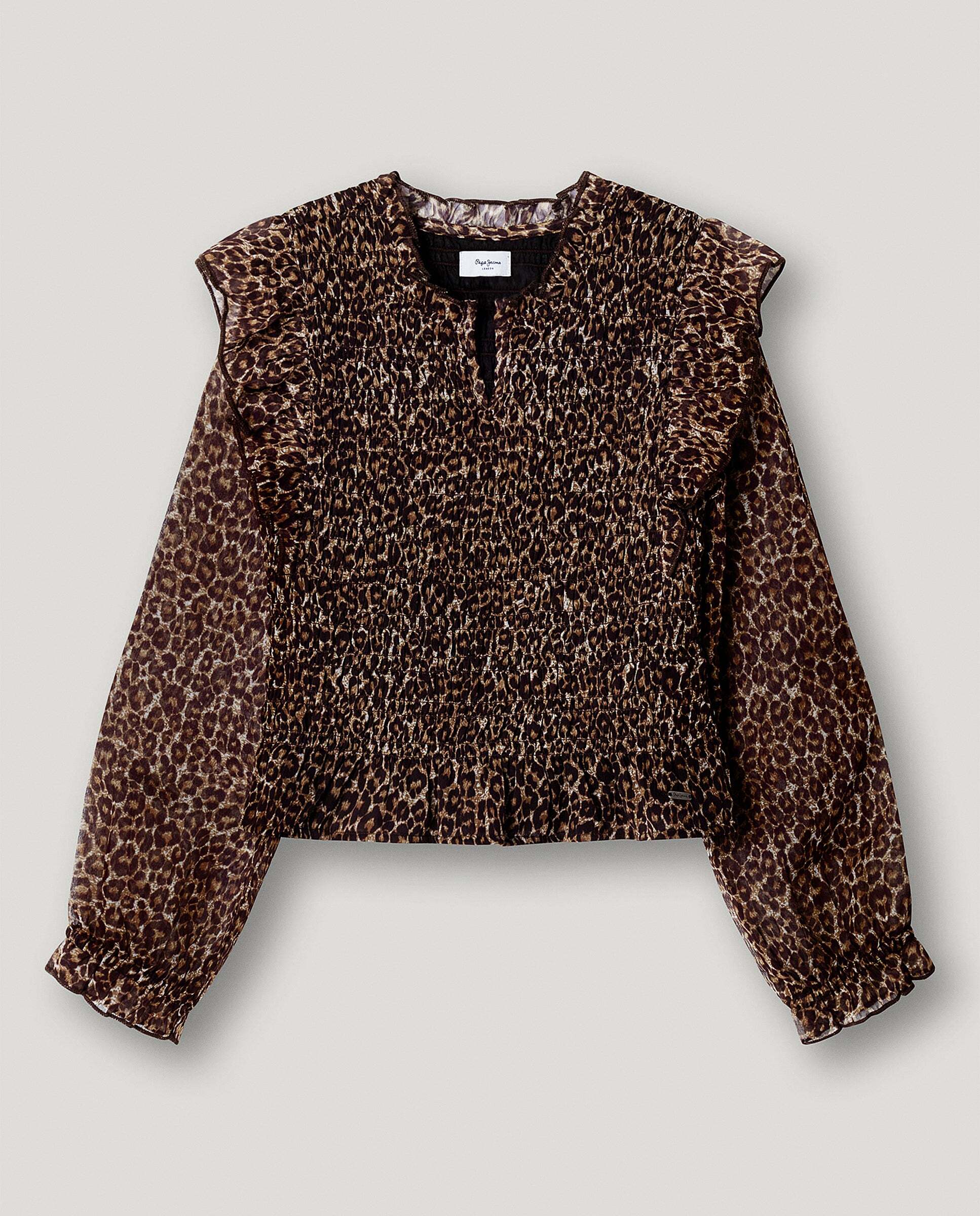 Blusa de niña animal print con volantes - Pepe Jeans - Blanco Blanco-1