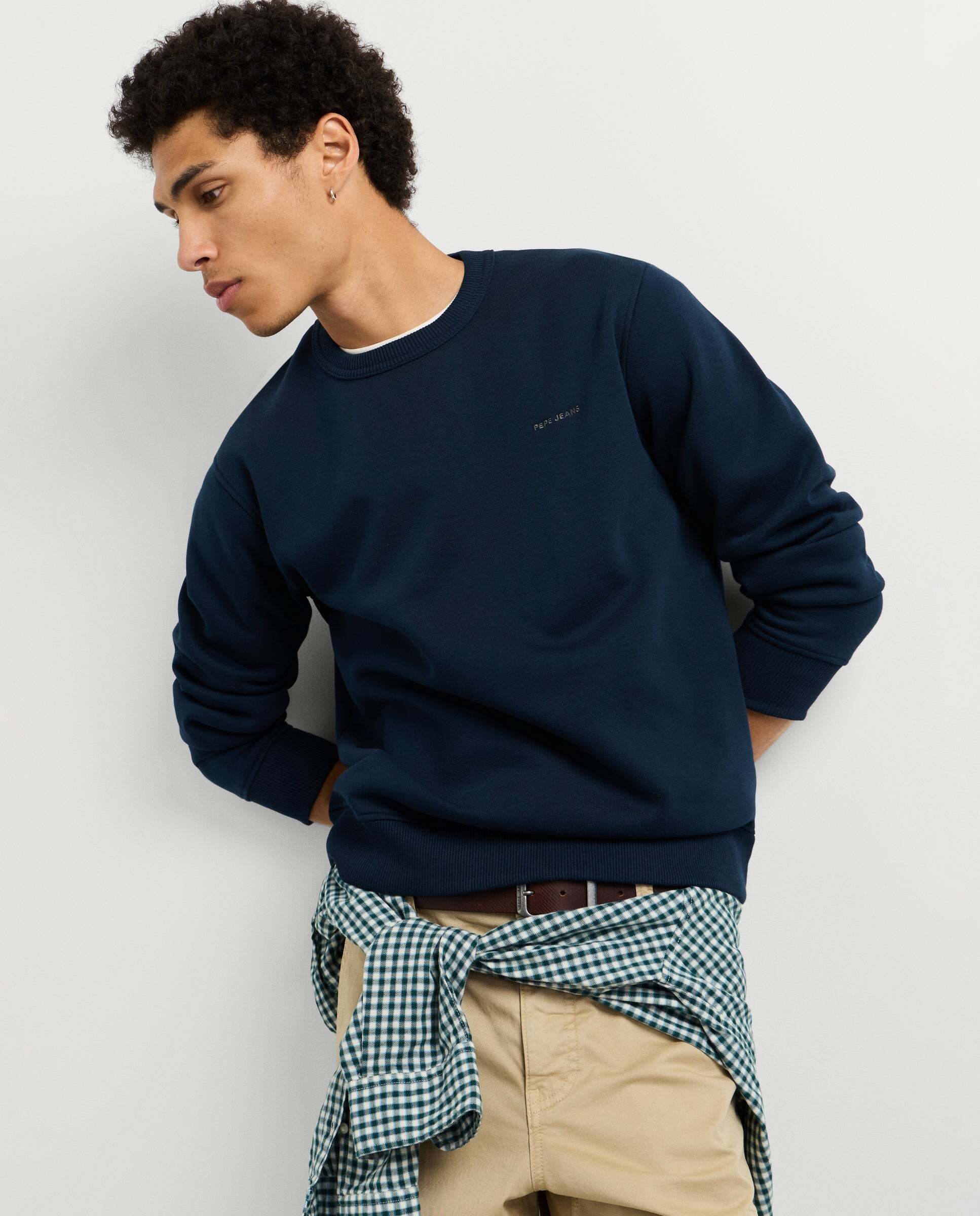 Imagen 0 de Sudadera de hombre cuello redondo fit regular Azul