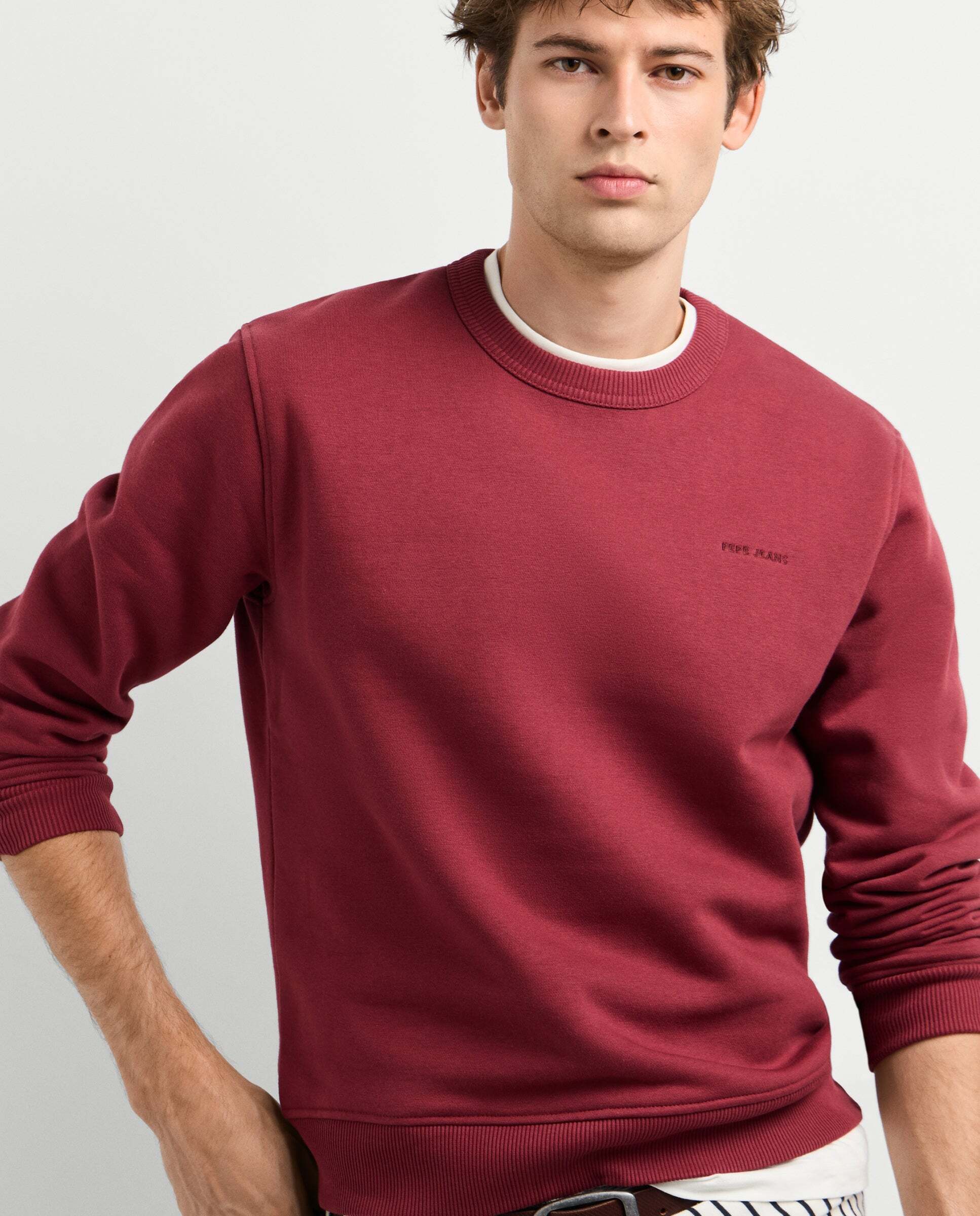 Sudadera de hombre cuello redondo fit regular - Pepe Jeans - Vino Vino-1
