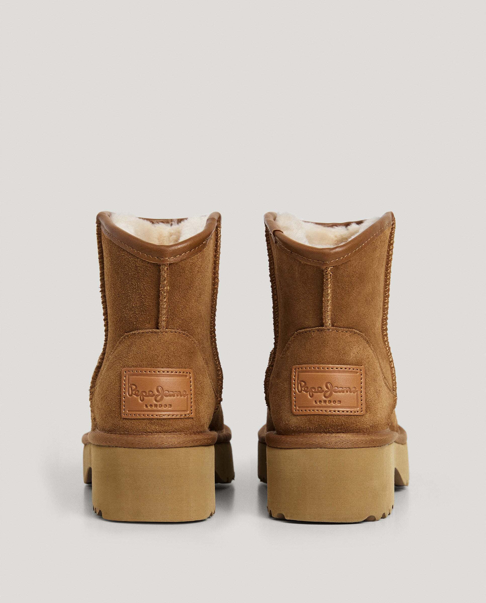 Botines con suela track de mujer de ante con plataforma - Pepe Jeans - Marrón Marrón-4