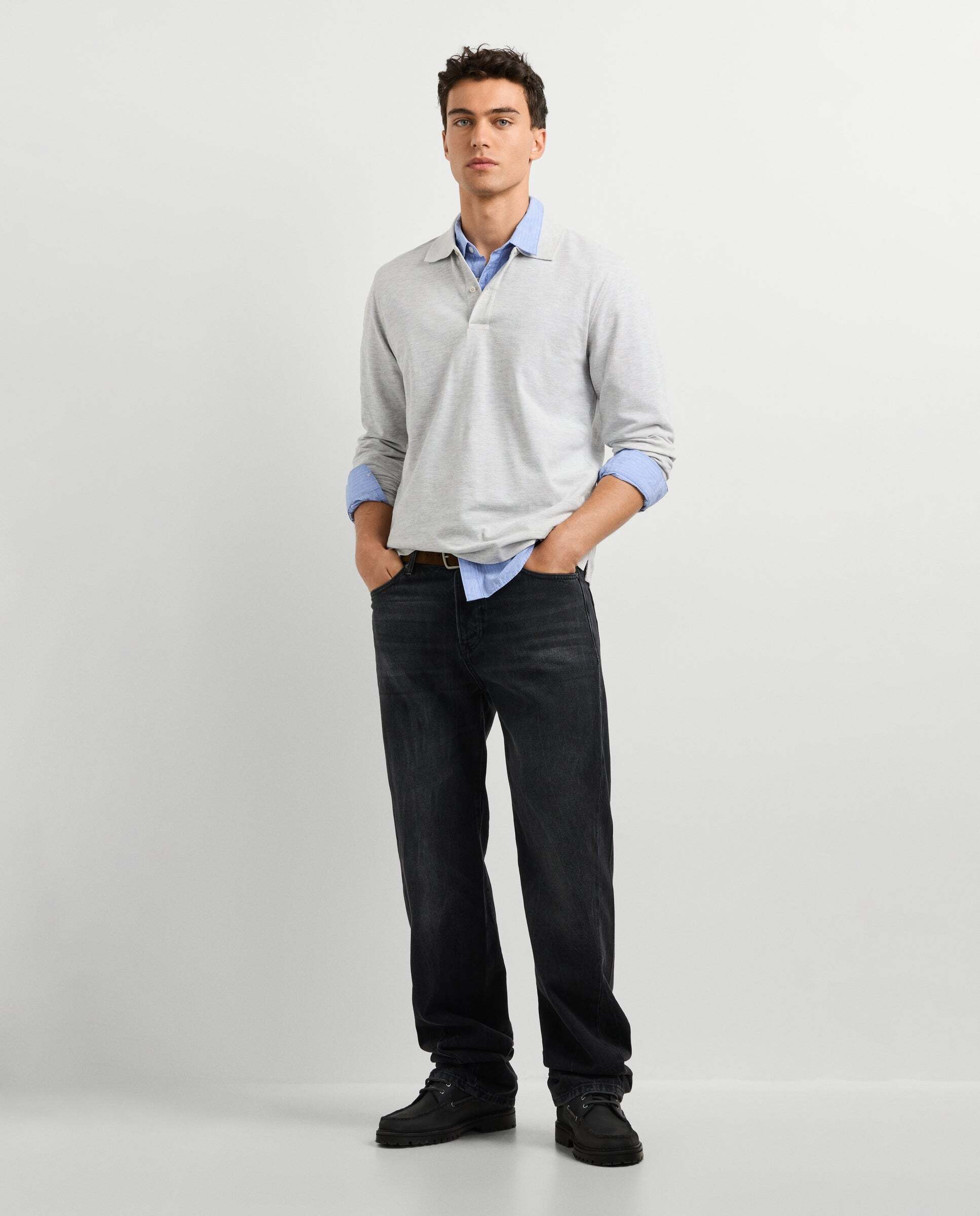 Polo de hombre piqué manga larga fit regular - Pepe Jeans - Gris Gris-2