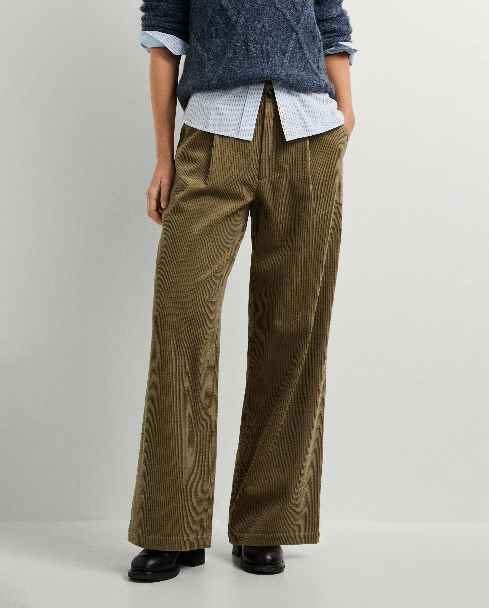Pantalón de mujer de pana fit recto - Pepe Jeans - Verde Verde-1