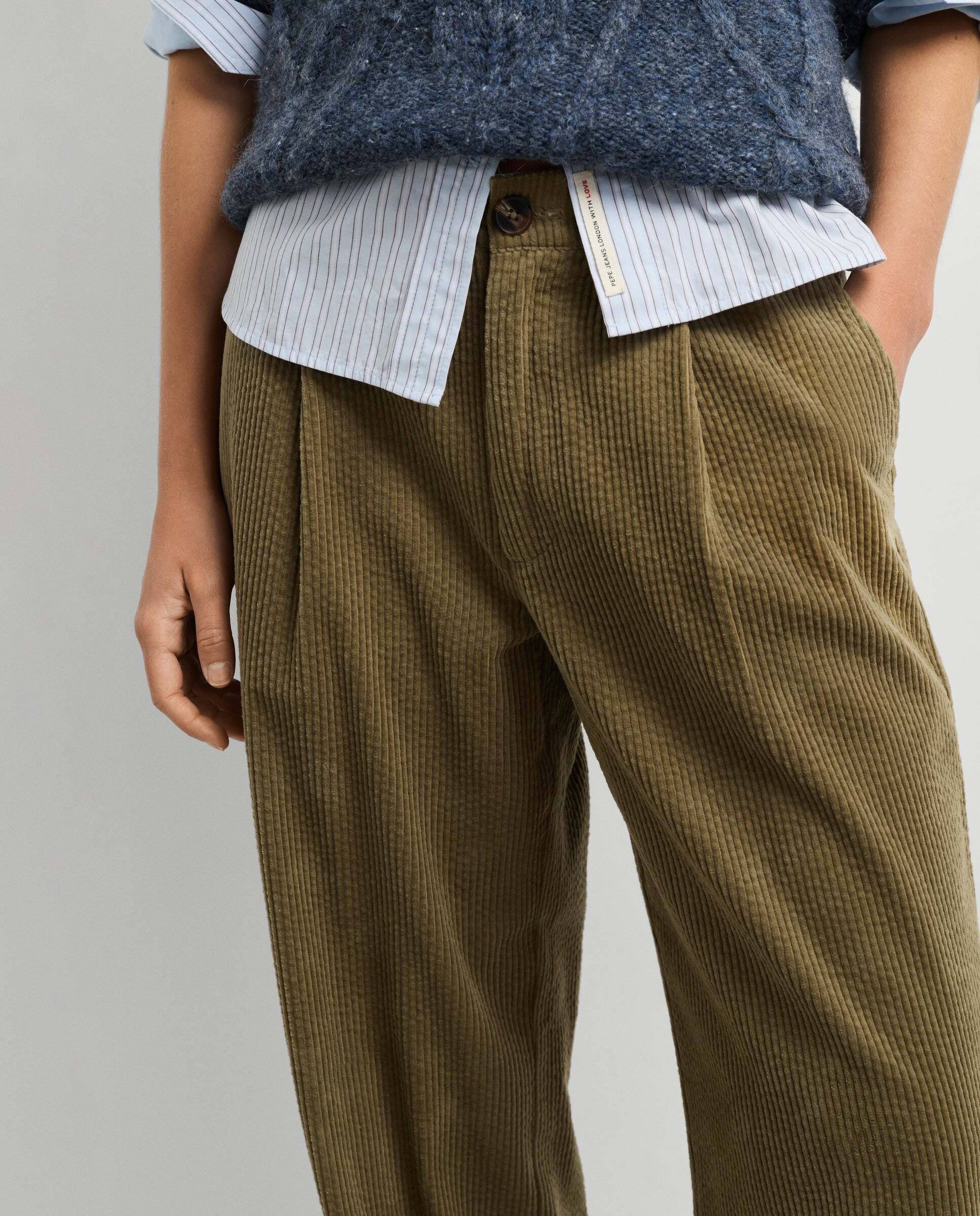 Pantalón de mujer de pana fit recto - Pepe Jeans - Verde Verde-4