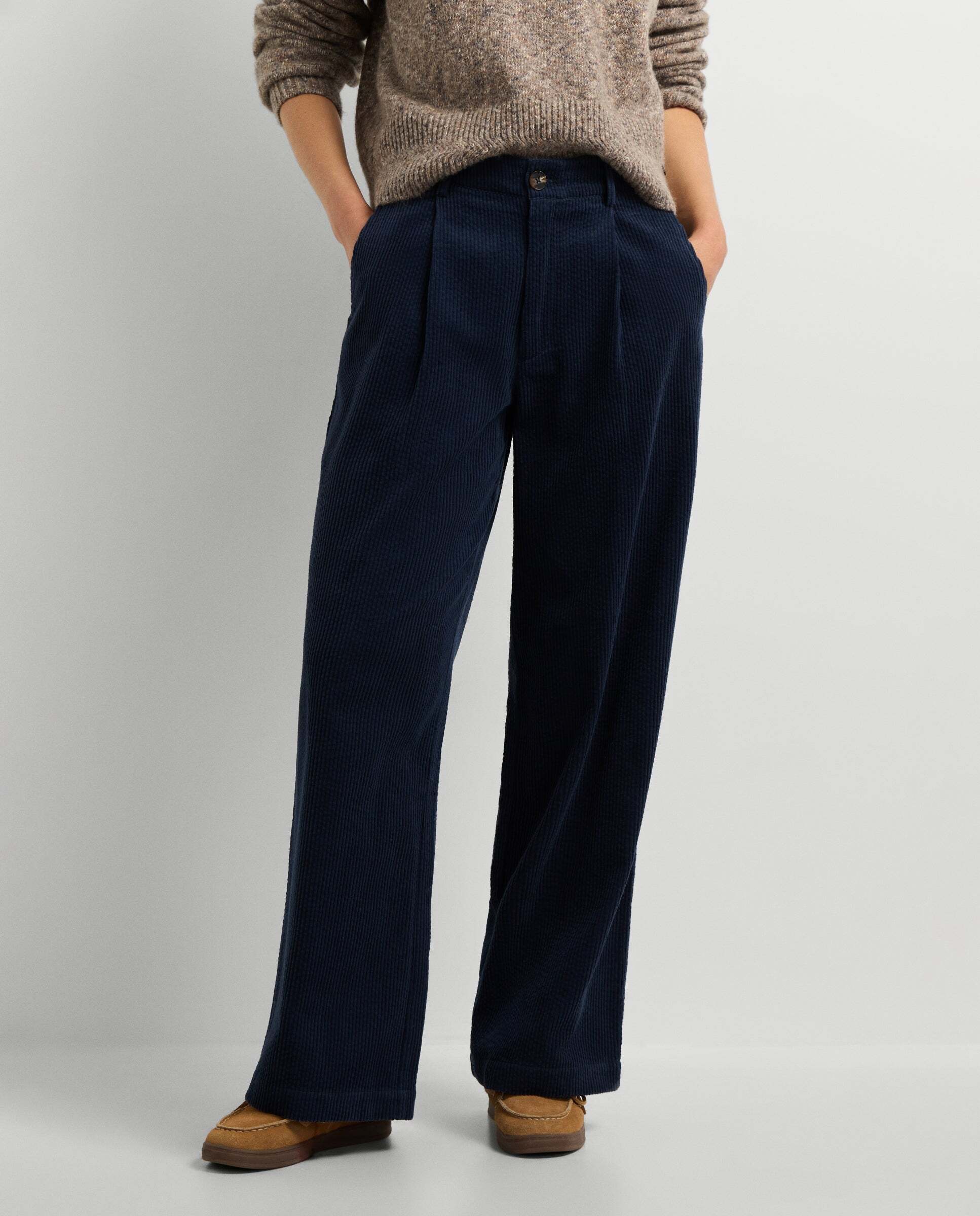 Imagen 0 de Pantalón de mujer de pana fit recto Azul