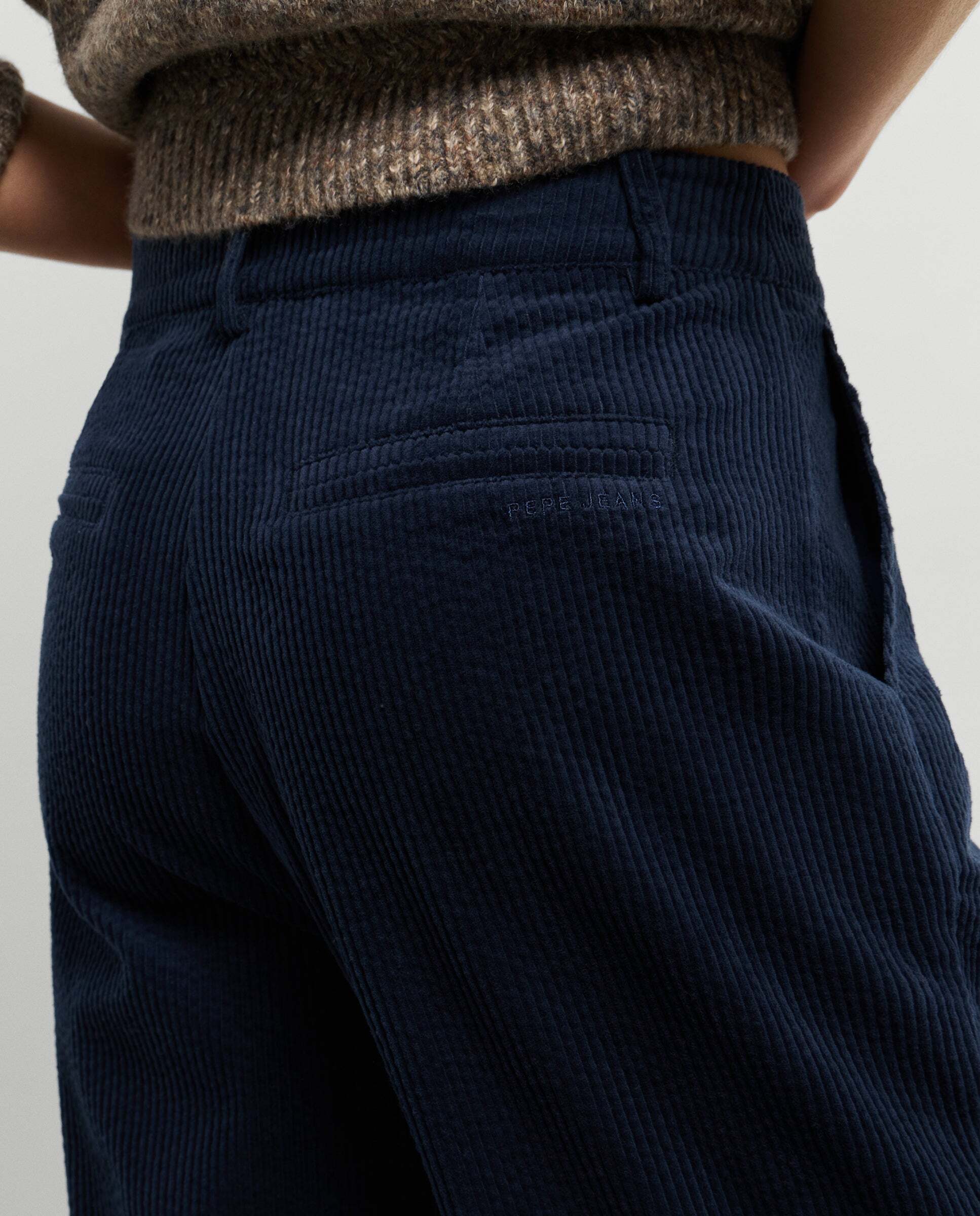 Pantalón de mujer de pana fit recto - Pepe Jeans - Azul Azul-4