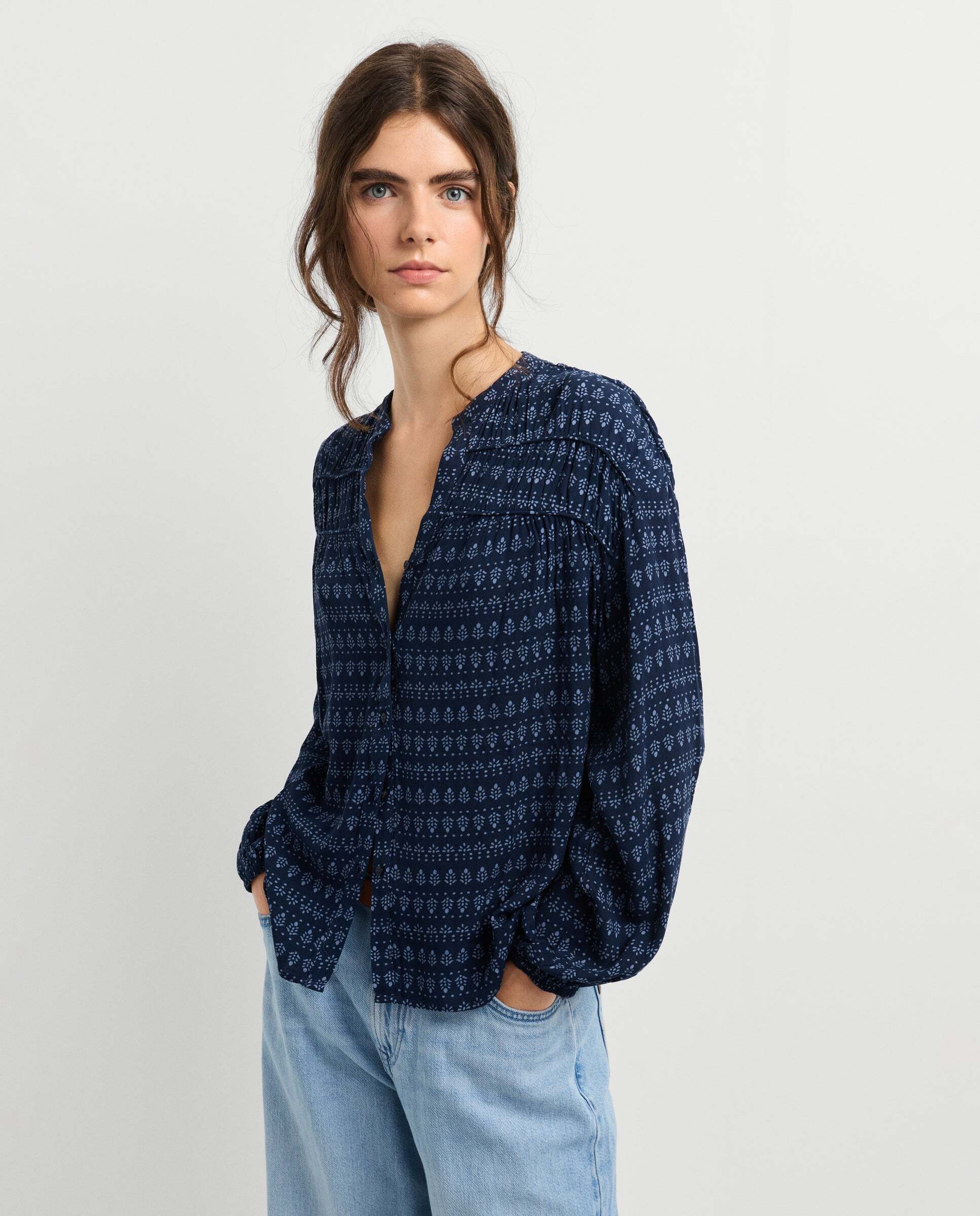 Imagen 1 de Blusa de mujer fluida fit regular - Pepe Jeans - Azul oscuro Azul oscuro