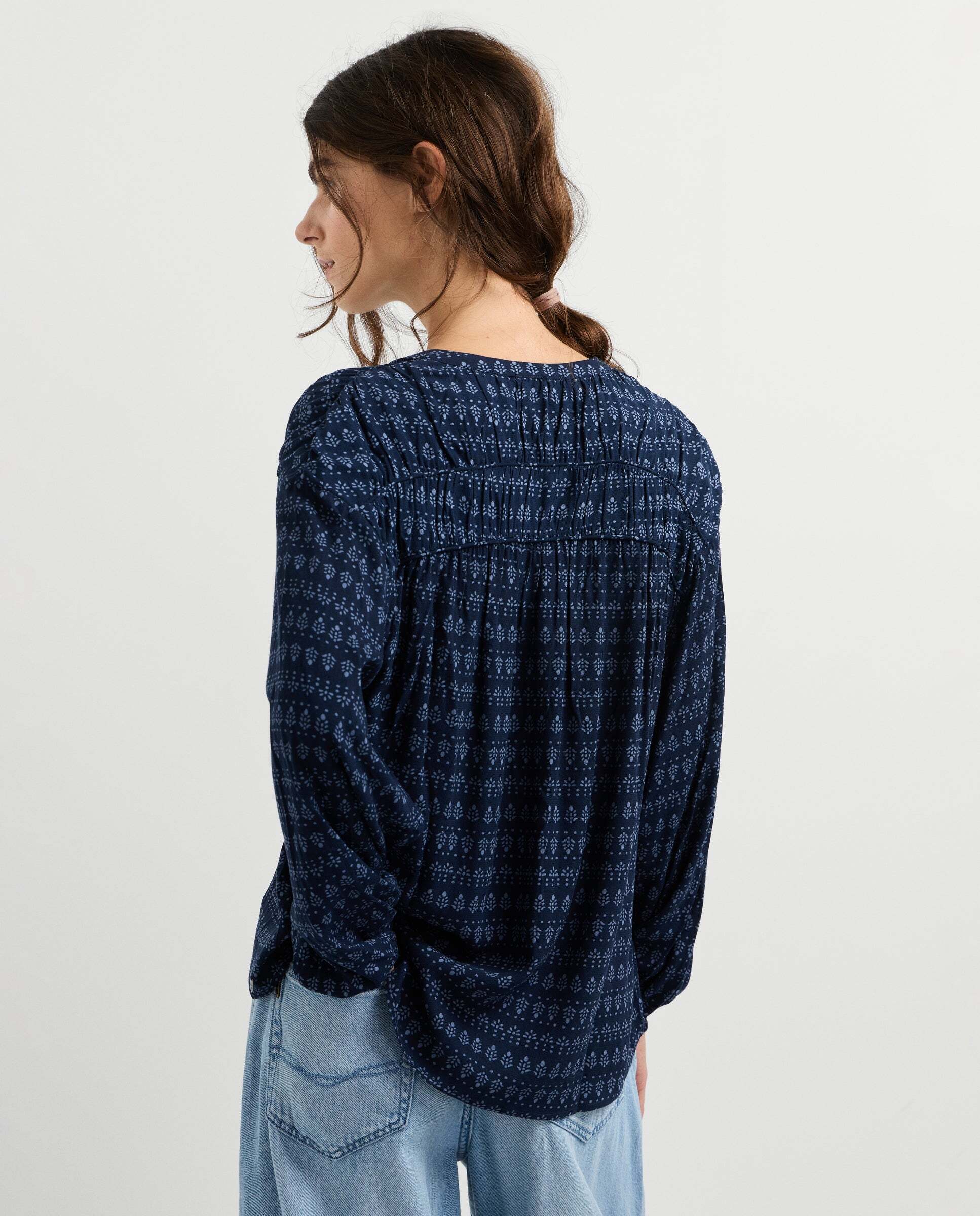 Imagen 3 de Blusa de mujer fluida fit regular - Pepe Jeans - Azul oscuro Azul oscuro