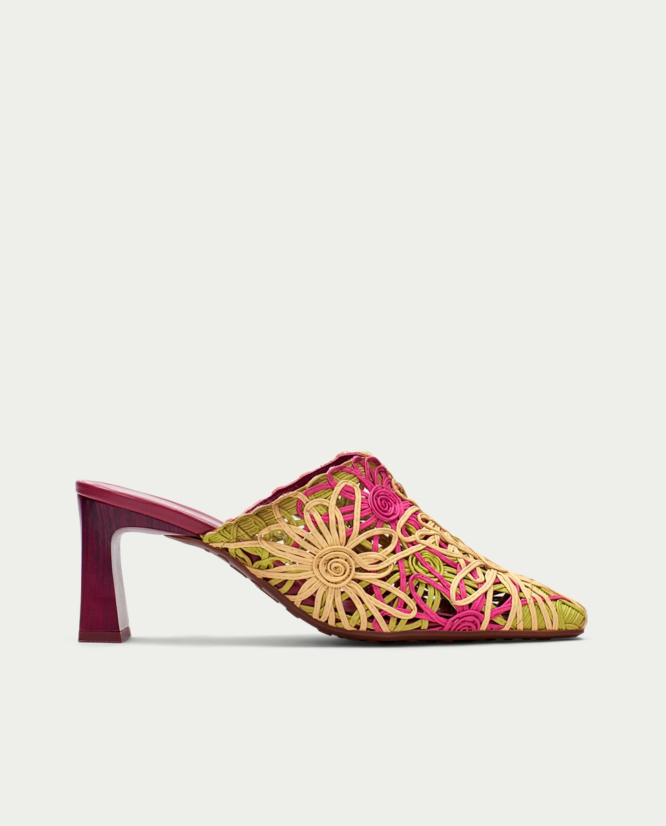 Zuecos de tacón de mujer con diseño de flores en cordela - Hispanitas - Multicolor Multicolor-3