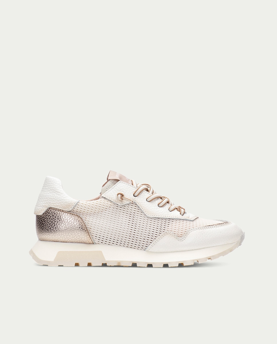 Hispanitas - Zapatillas deportivas de mujer de piel con cordones elásticos.