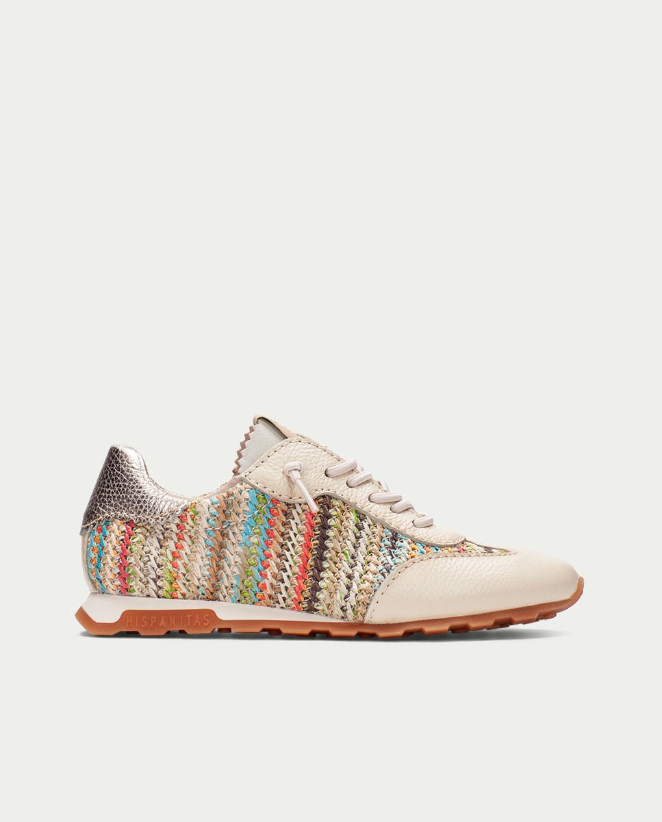 Hispanitas - Zapatillas retro de mujer de rafia acordonadas.