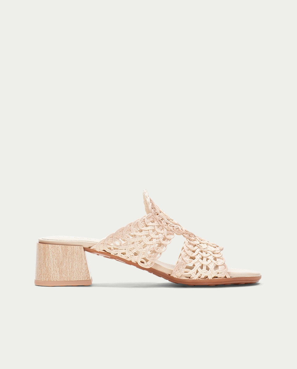 Mules con tacón de mujer con diseño floral - Hispanitas - Beige Beige-3