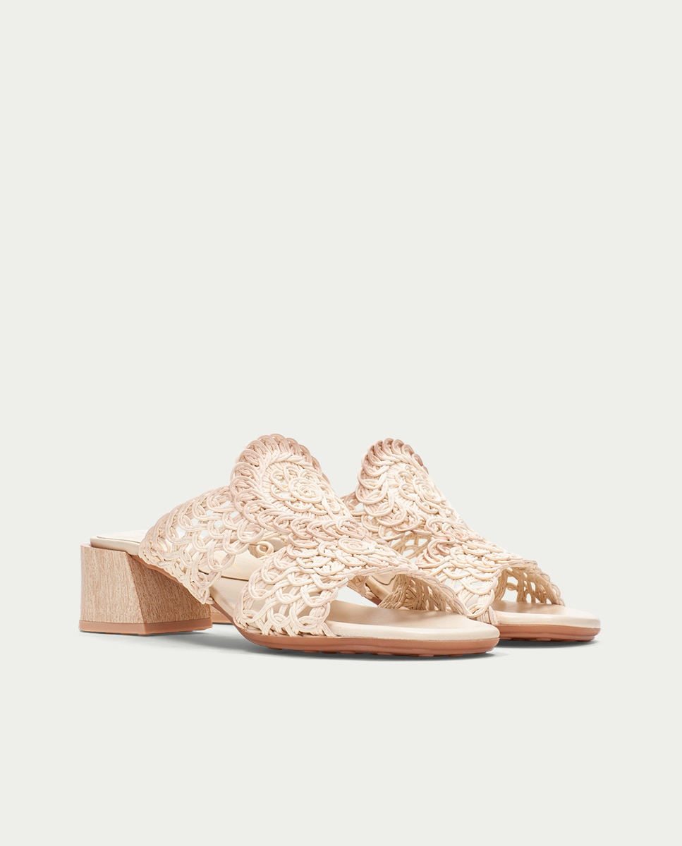 Mules con tacón de mujer con diseño floral - Hispanitas - Beige Beige-2
