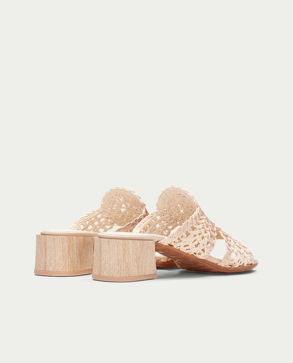 Mules con tacón de mujer con diseño floral - Hispanitas - Beige Beige-4