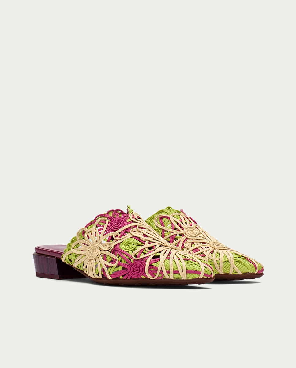 Zuecos planos de mujer con diseño de flores en cordela - Hispanitas - Multicolor Multicolor-3