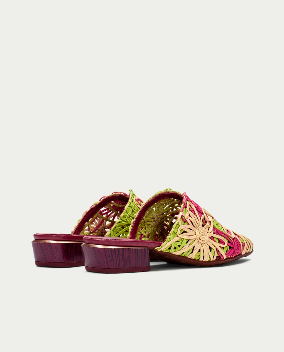 Zuecos planos de mujer con diseño de flores en cordela - Hispanitas - Multicolor Multicolor-5