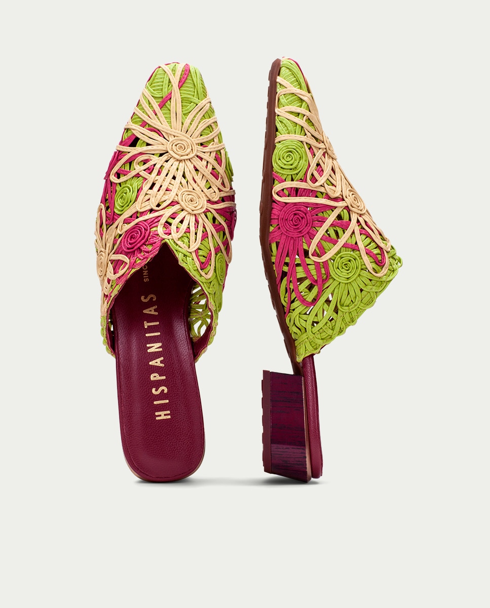 Zuecos planos de mujer con diseño de flores en cordela - Hispanitas - Multicolor Multicolor-6