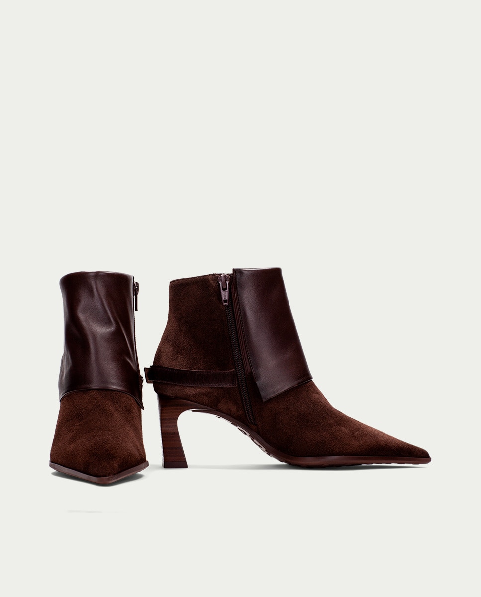 Imagen 5 de Botines de tacón de mujer con solapa y adorno de hebilla - Hispanitas - Marrón Marrón