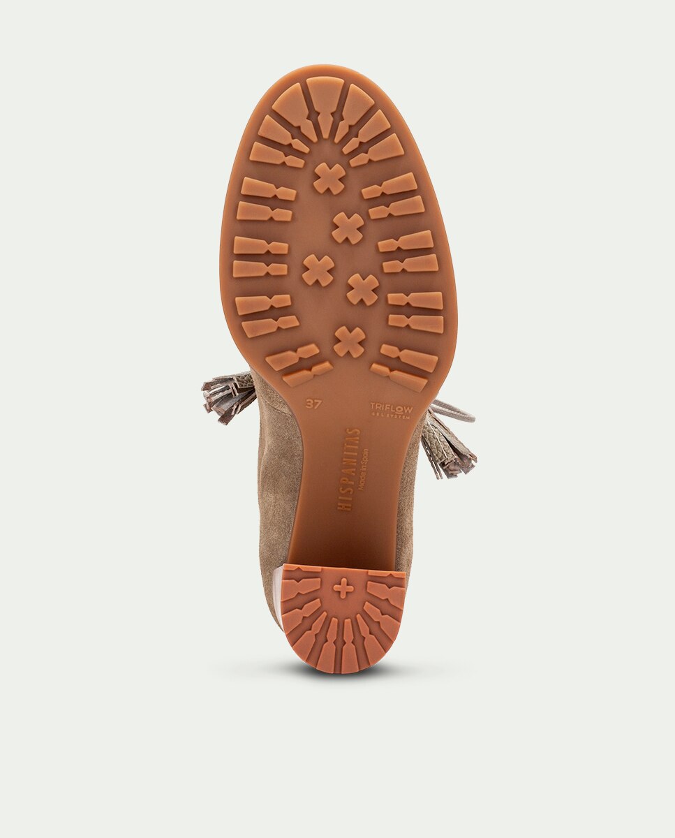 Botines wallabee de mujer con tacón y detalle de borla - Hispanitas - Verde Verde-7