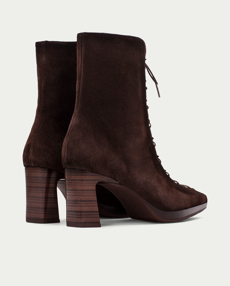 Imagen 4 de Botines de tacón de mujer de piel tipo corsé - Hispanitas - Marrón Marrón