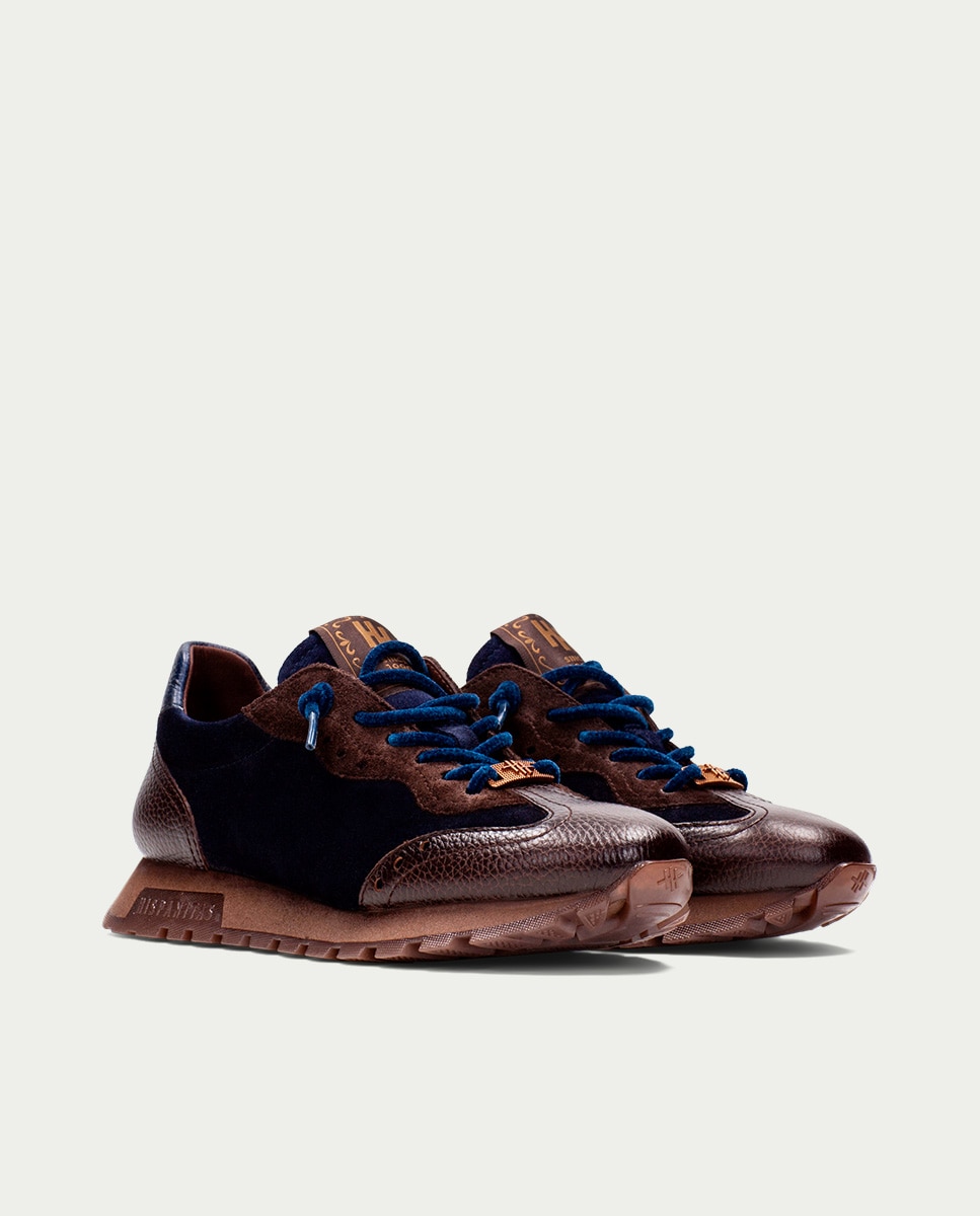 Imagen 3 de Zapatillas de mujer de piel con cordones - Hispanitas - Marrón Marrón