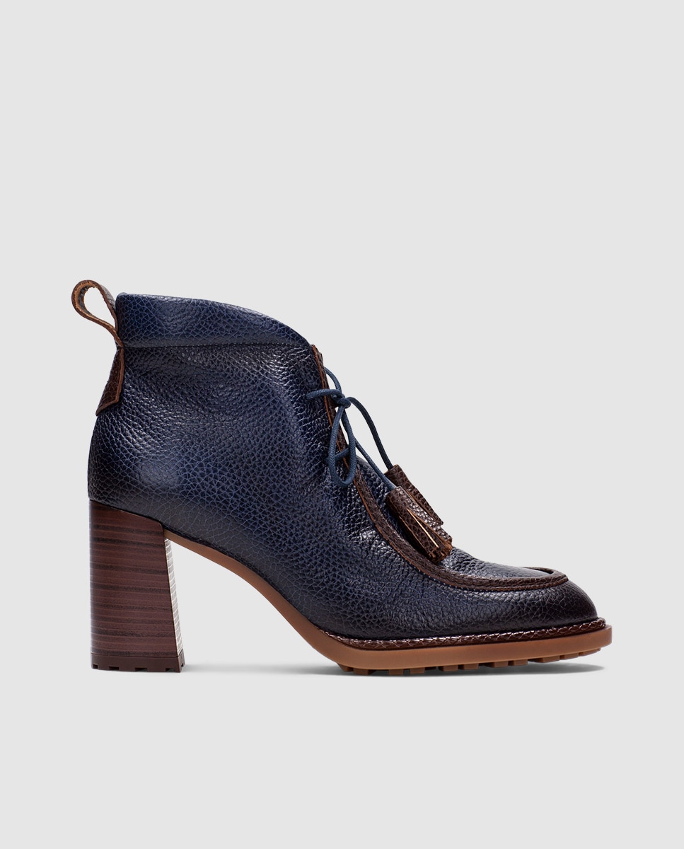 Botines de tacón de mujer acordonados con borlas - Hispanitas - Azul Azul-3