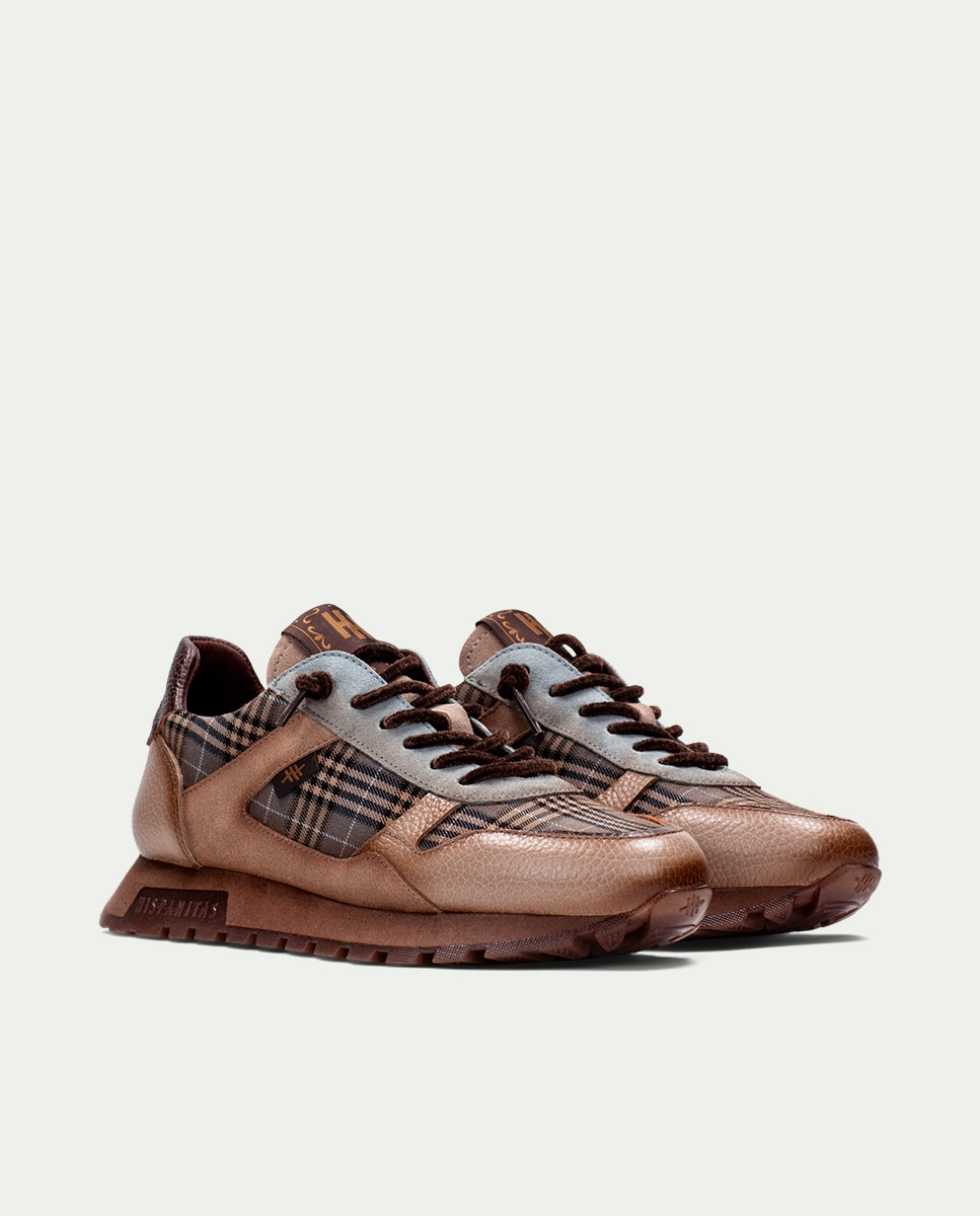 Zapatillas retro de mujer de piel acordonadas - Hispanitas - Marrón Marrón-3