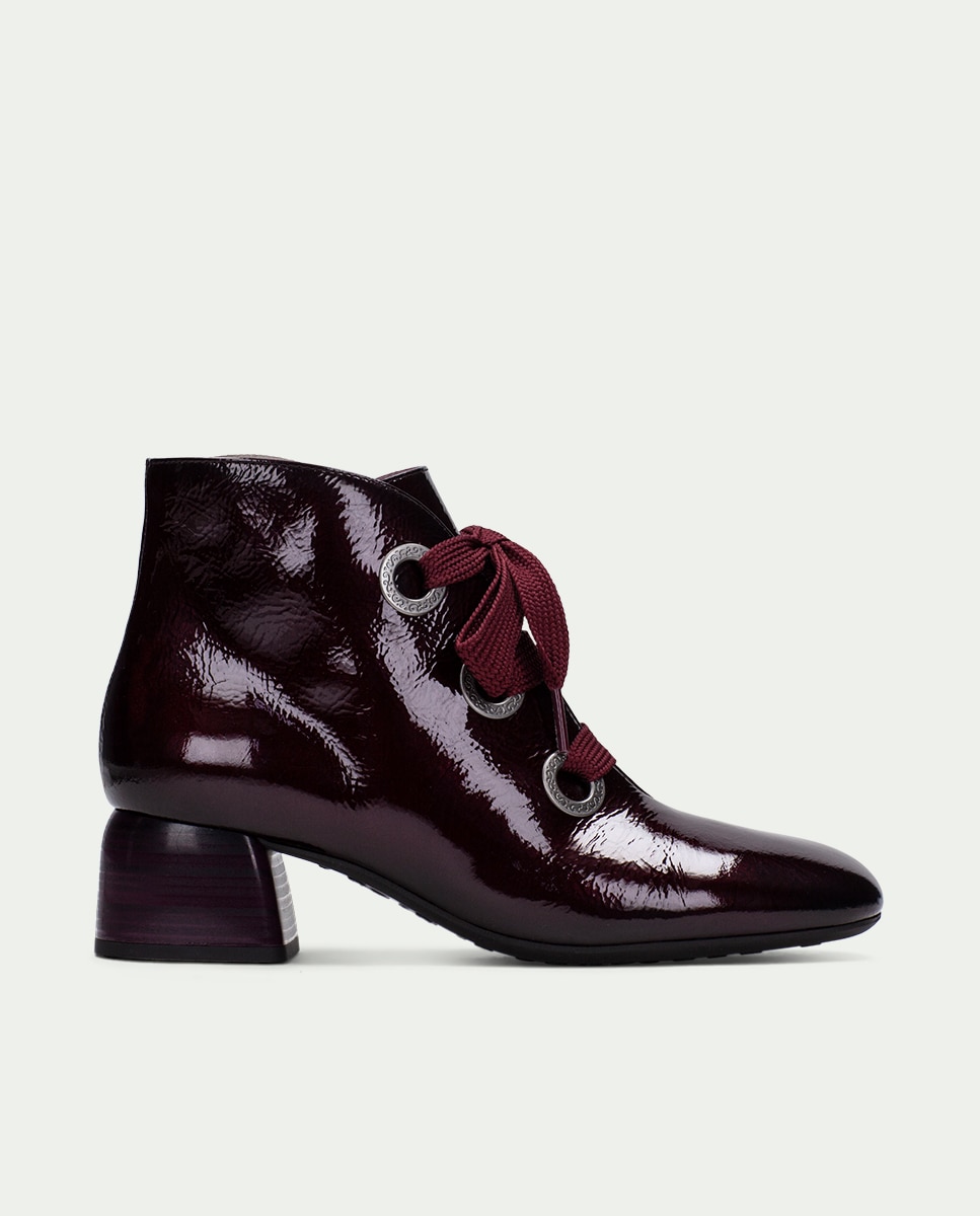 Imagen 0 de Botines de tacón de mujer acordonados de piel Burdeos